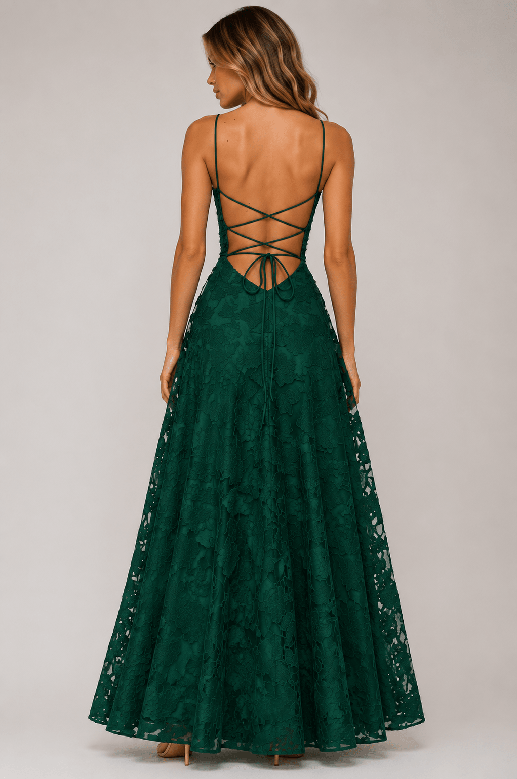 Women's Elegant Backless Maxi Dress Spaghetti Strap High Waist Evening & Prom Dress - Edin London