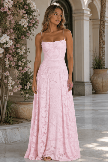 Women's Elegant Backless Maxi Dress Spaghetti Strap High Waist Evening & Prom Dress - Edin London