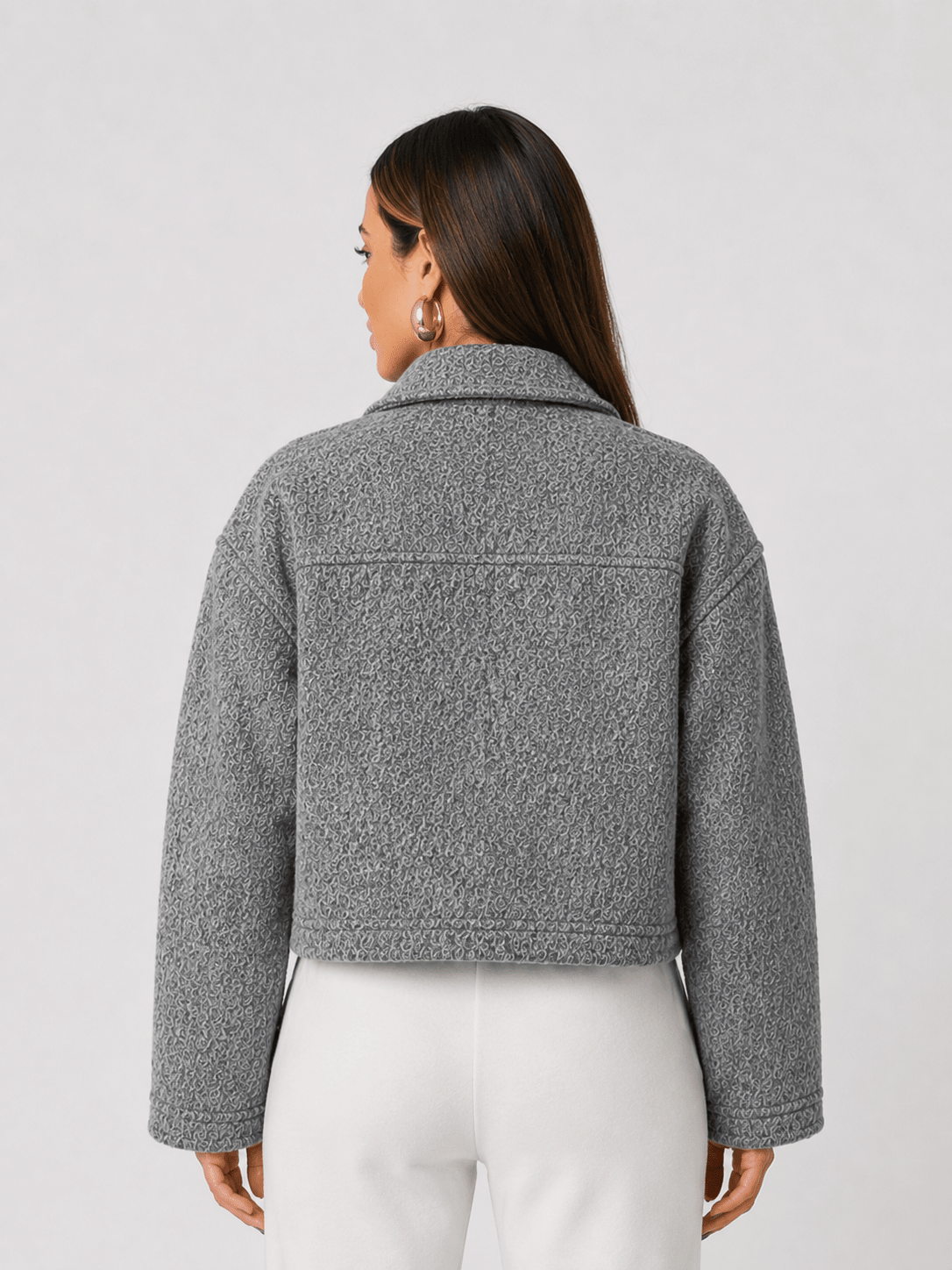 Women's Elegant Pearl Textured Zip-up jacket - Edin London