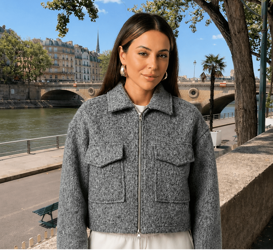 Women's Elegant Pearl Textured Zip-up jacket - Edin London