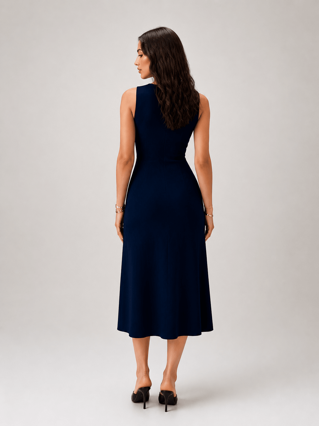 Women's Elegant Ribbed Knit Midi Dress – Sleeveless Button Front Bodycon Sweater Dress - Edin London