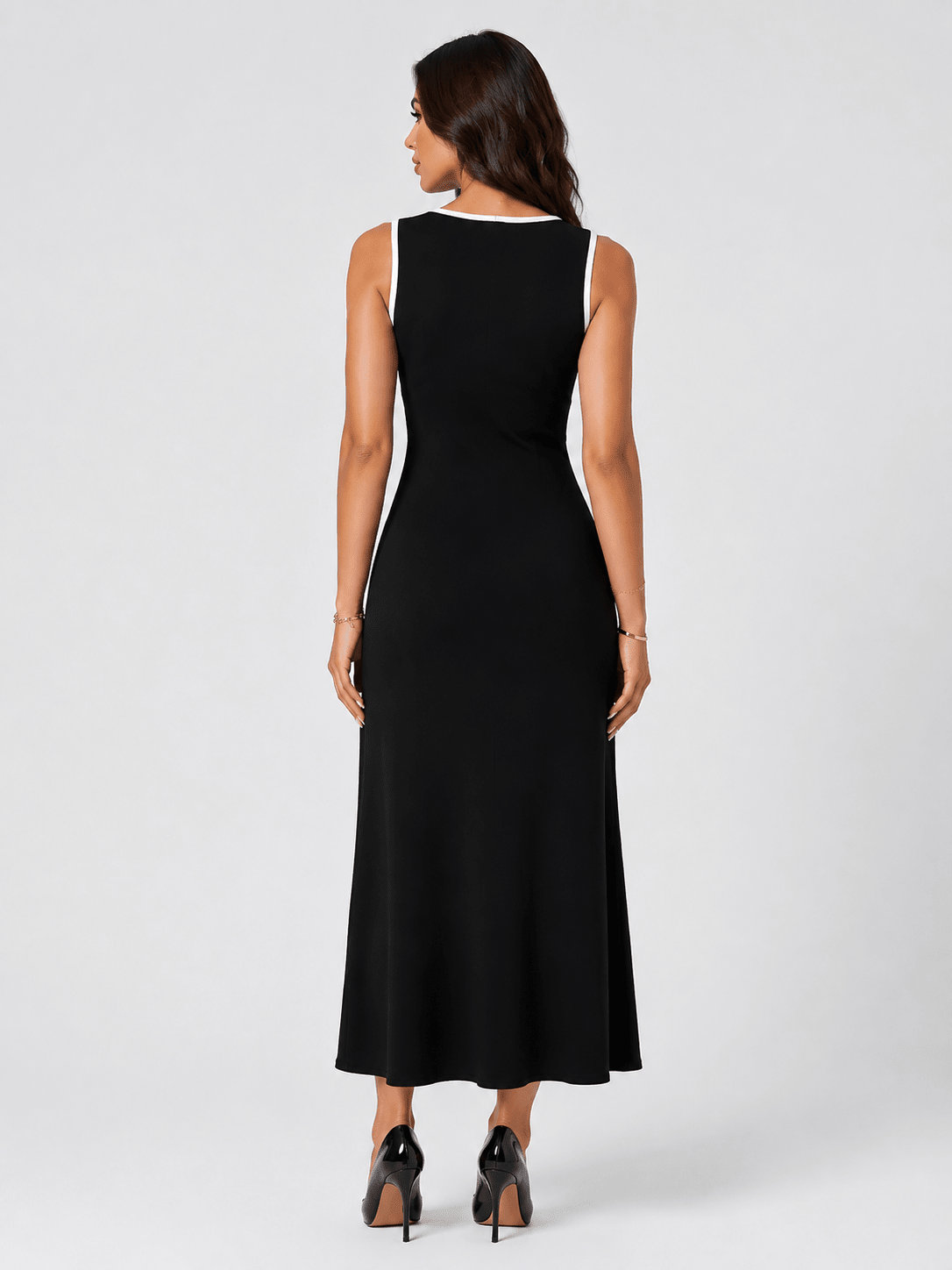 Women's Elegant Ribbed Knit Midi Dress – Sleeveless Button Front Bodycon Sweater Dress - Edin London