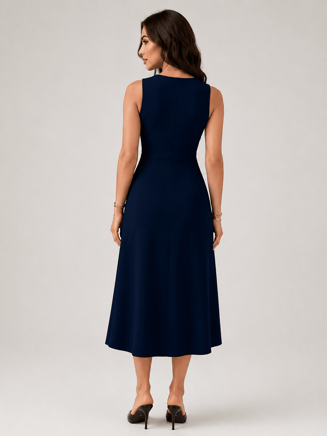 Women's Elegant Ribbed Knit Midi Dress – Sleeveless Button Front Bodycon Sweater Dress - Edin London
