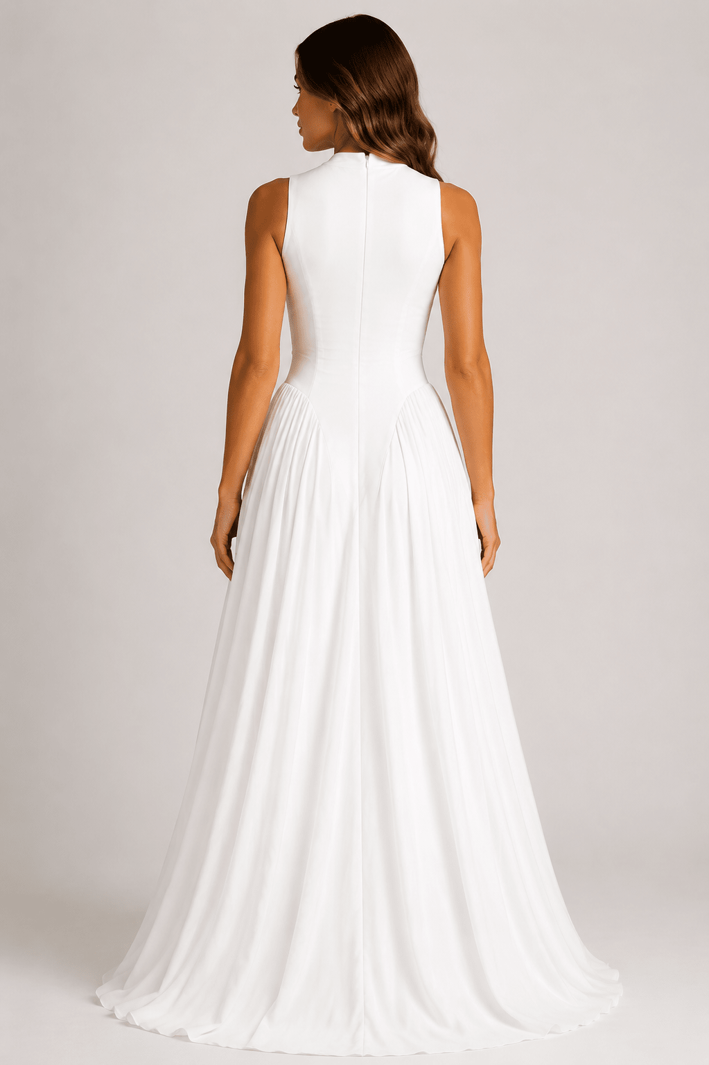 Women's Elegant Sleeveless Ruched Dress Round Neck Slim Fit Party & Occasion Dress - Edin London