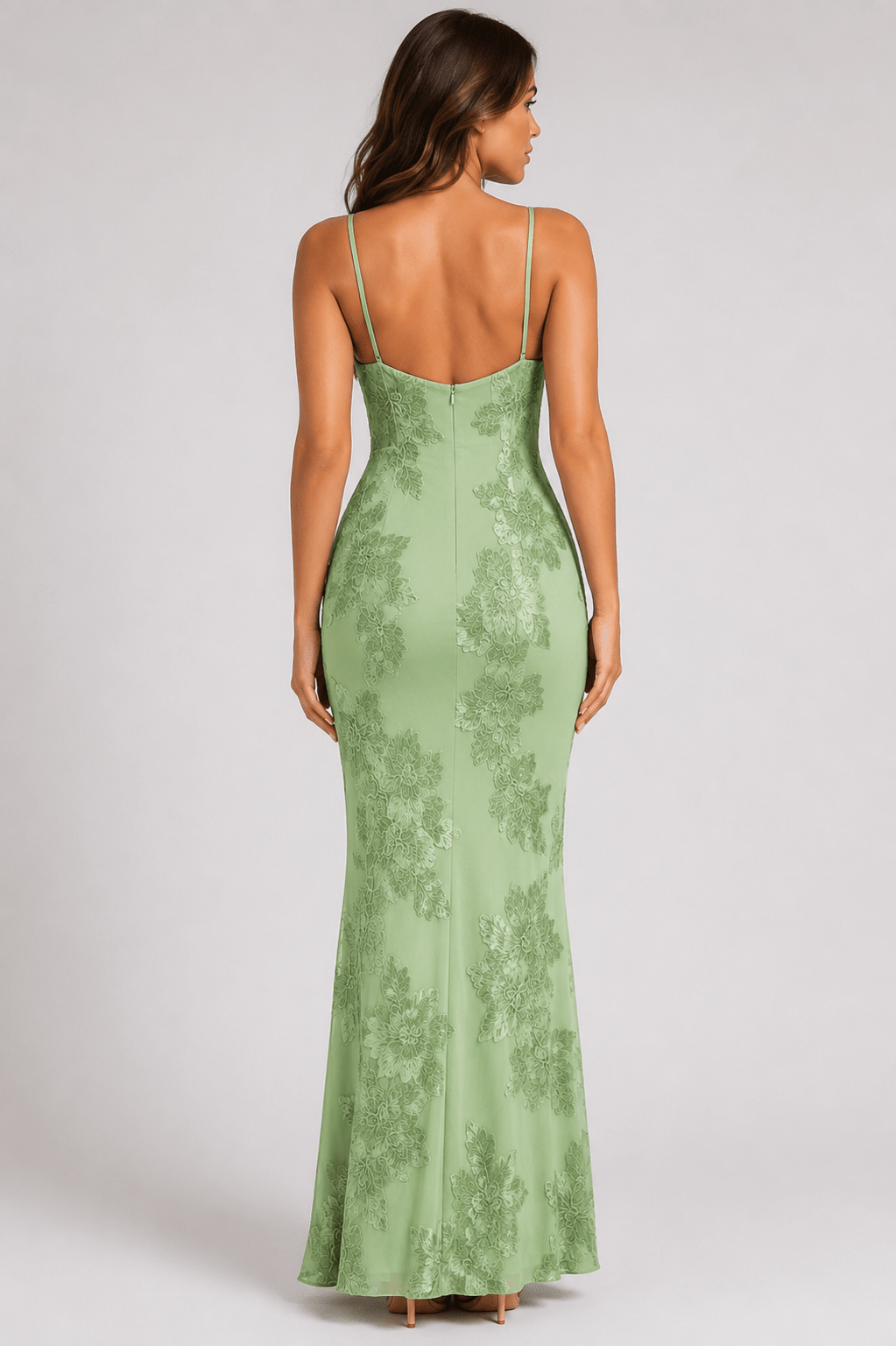 Women's Elegant Spaghetti Strap Maxi Dress Backless Fitted Wedding Guest, Prom & Evening Party Dress - Edin London