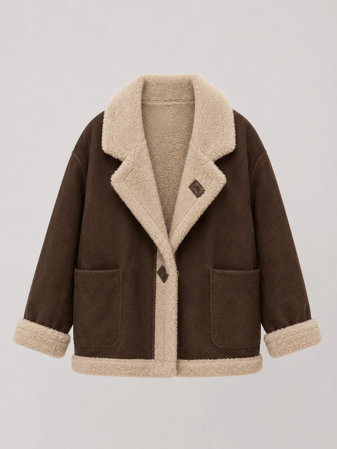 Women's Fashion Loose Warm Retro Lamb Wool Jacket - Edin London