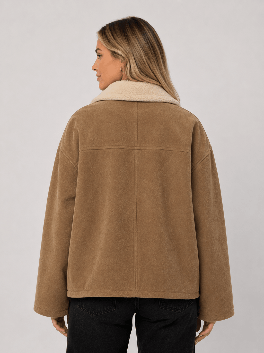 Women's Fashion Loose Warm Retro Lamb Wool Jacket - Edin London