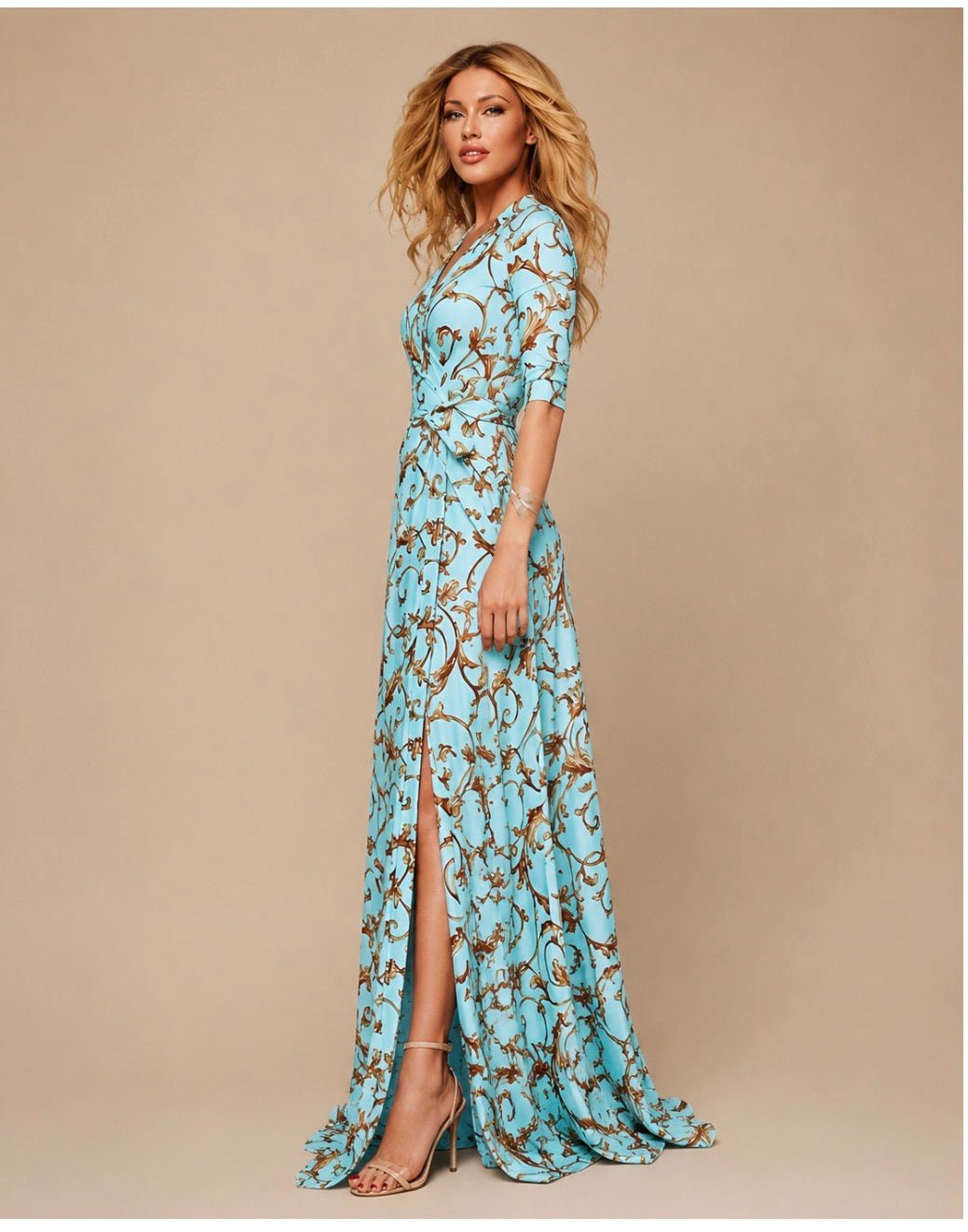 Women’s Floral Satin Wrap Maxi Dress - Edin London