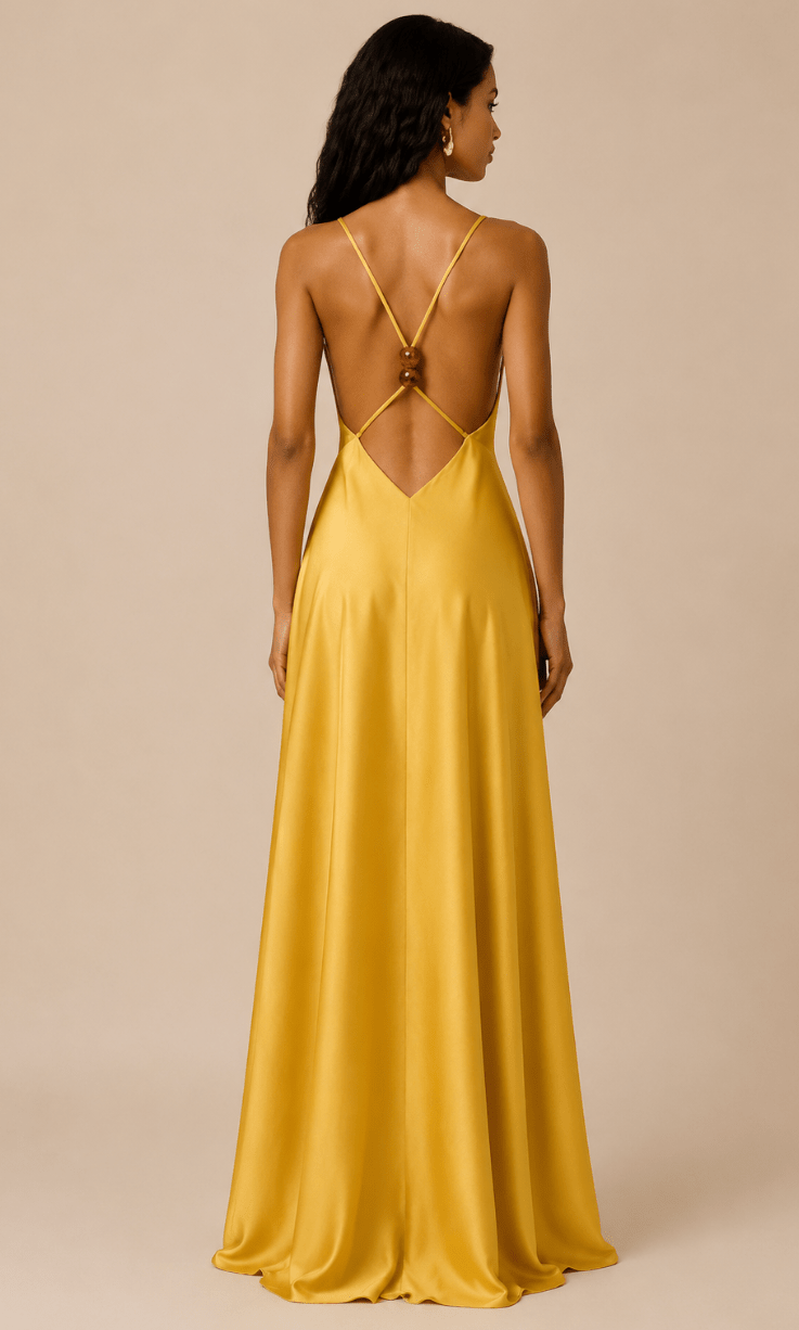 Women's Gold V Neck Party Maxi Dress Sleeveless - Edin London
