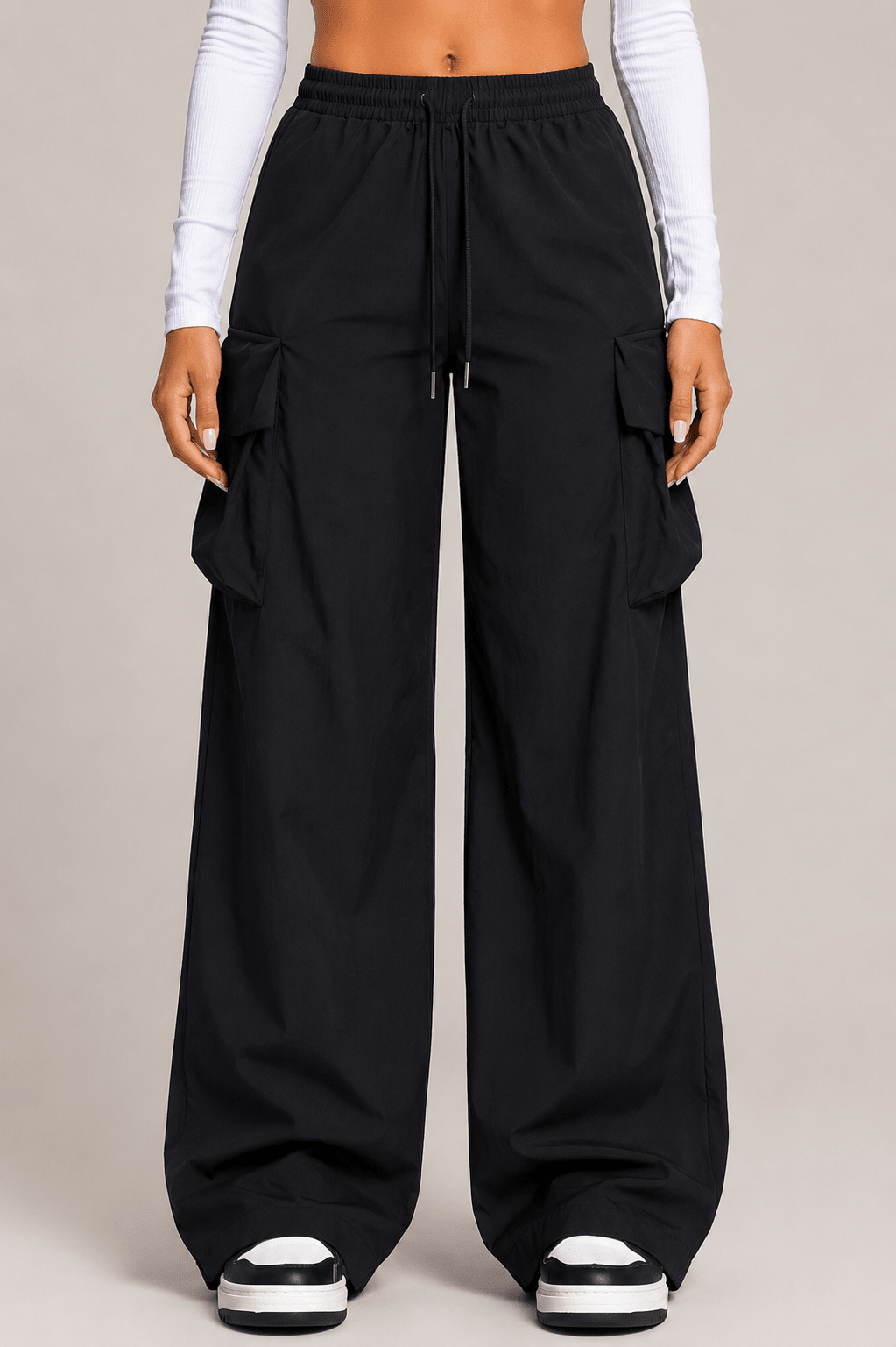 Women's High Waist Wide Leg Pants Casual Relaxed Fit Palazzo Trousers - Edin London