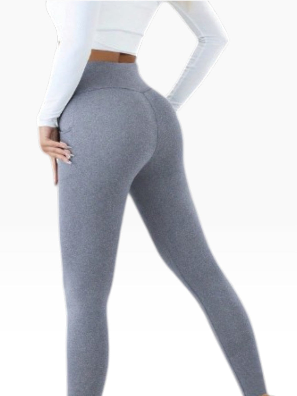 Women’s High Waisted White Fleece-Lined Leggings Casual & Comfortable Fit - Edin London