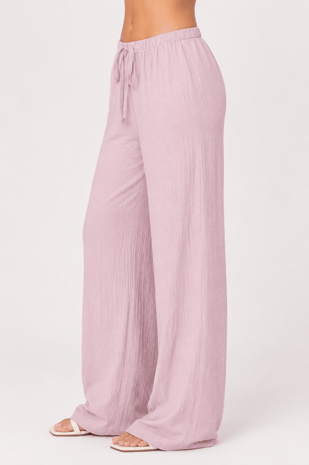 Women's Linen Blend Straight Leg Trousers High Waist Tie Up Casual Summer Pants - Edin London