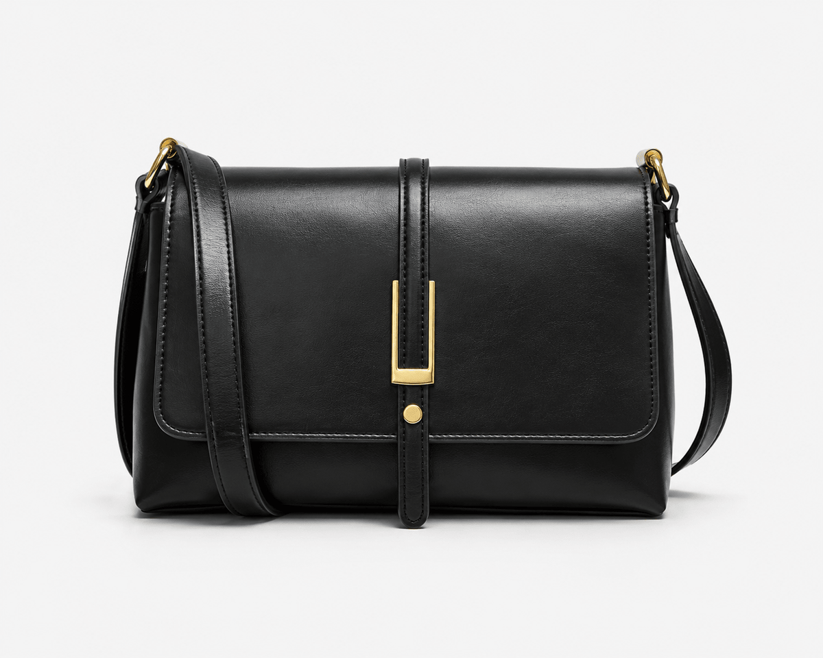 Women's Minimalist Square Flap Shoulder Bag Elegant PU Leather Crossbody Handbag for Work & Everyday Use - Edin London