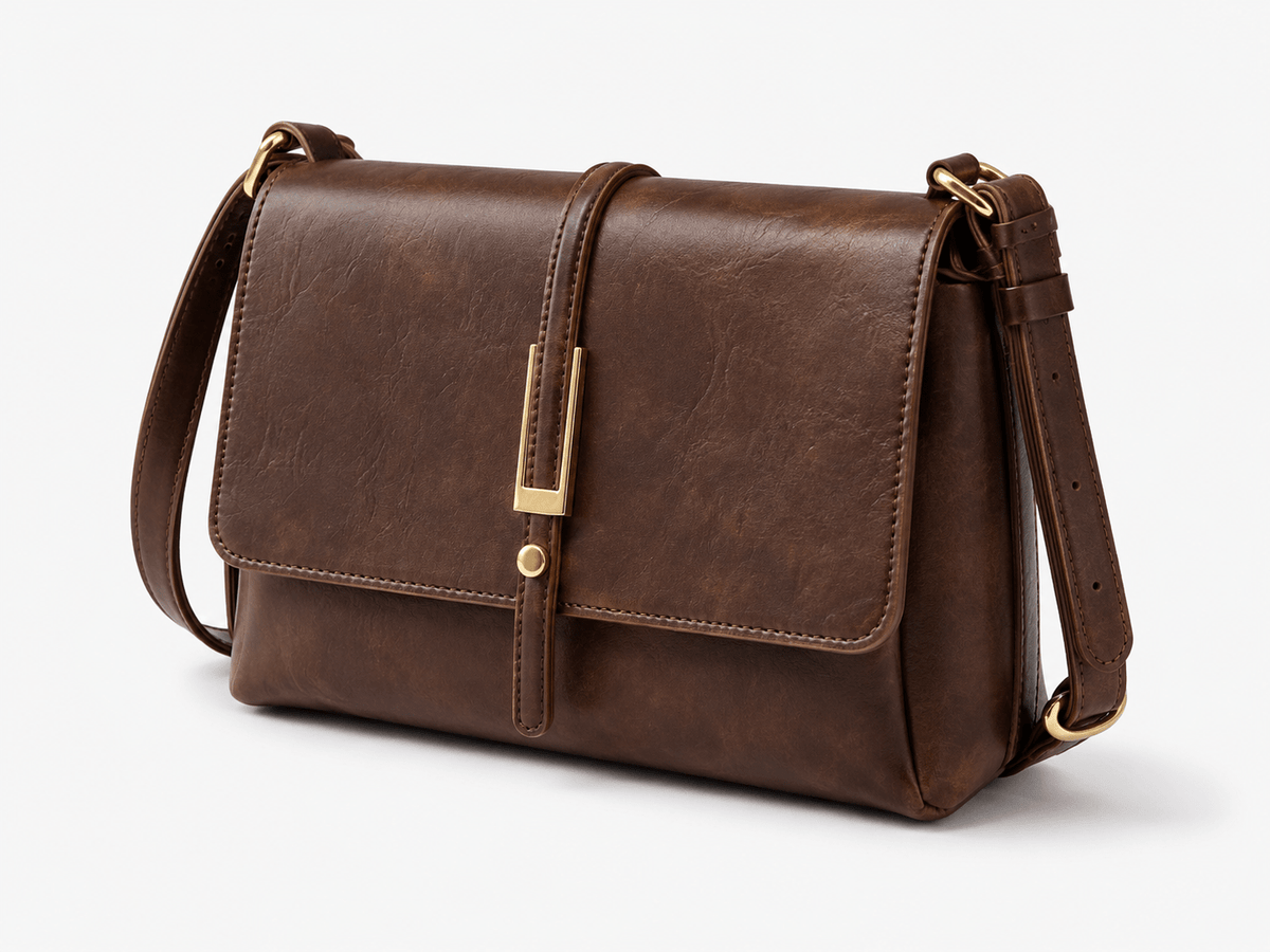 Women's Minimalist Square Flap Shoulder Bag Elegant PU Leather Crossbody Handbag for Work & Everyday Use - Edin London
