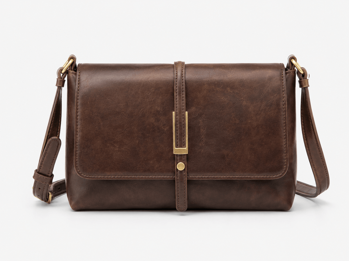 Women's Minimalist Square Flap Shoulder Bag Elegant PU Leather Crossbody Handbag for Work & Everyday Use - Edin London