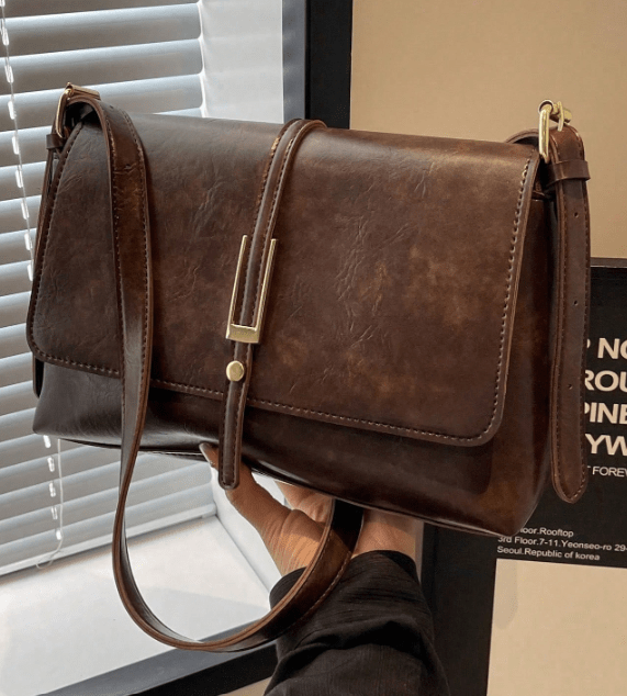 Women's Minimalist Square Flap Shoulder Bag Elegant PU Leather Crossbody Handbag for Work & Everyday Use - Edin London
