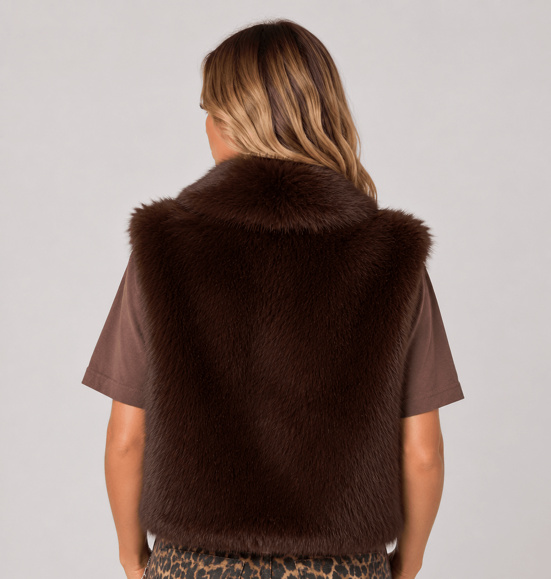 Women's New Casual Street Fashion Vest Faux Fur Top - Edin London