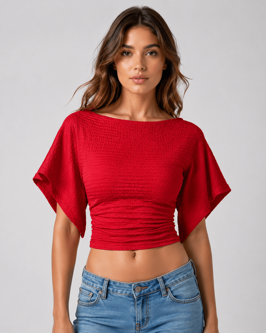 Women's One Shoulder Ruched Knit Top Stretchy knit Fabric Slim Fit Casual Summer T-Shirt - Edin London