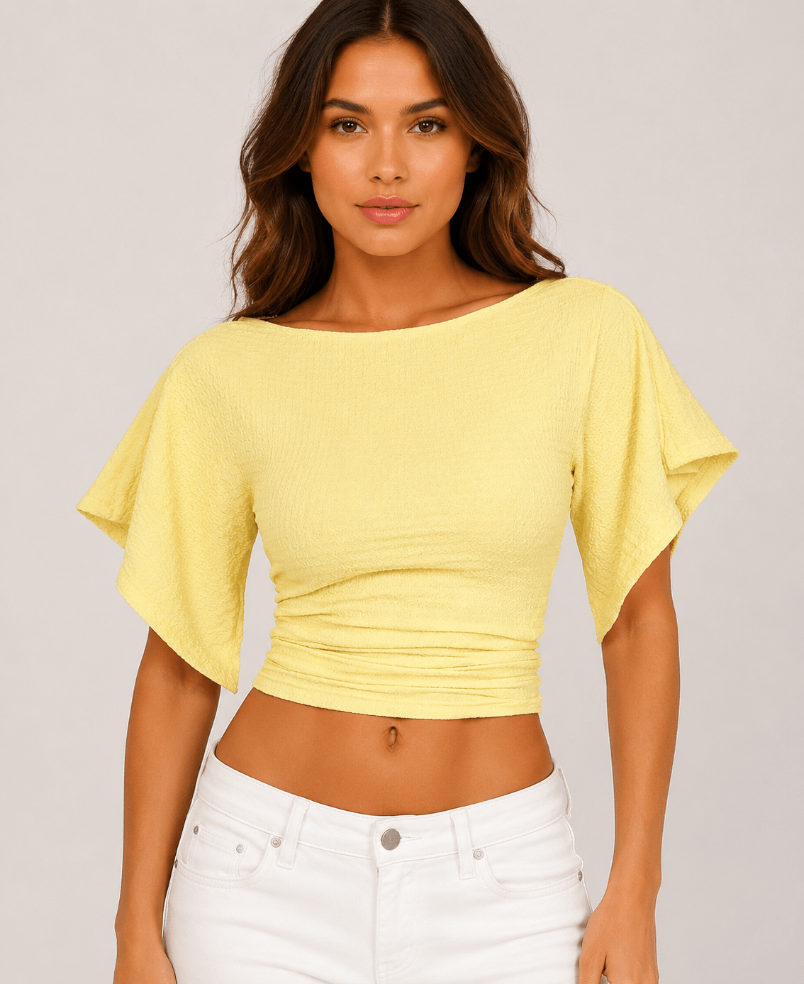 Women's One Shoulder Ruched Knit Top Stretchy knit Fabric Slim Fit Casual Summer T-Shirt - Edin London