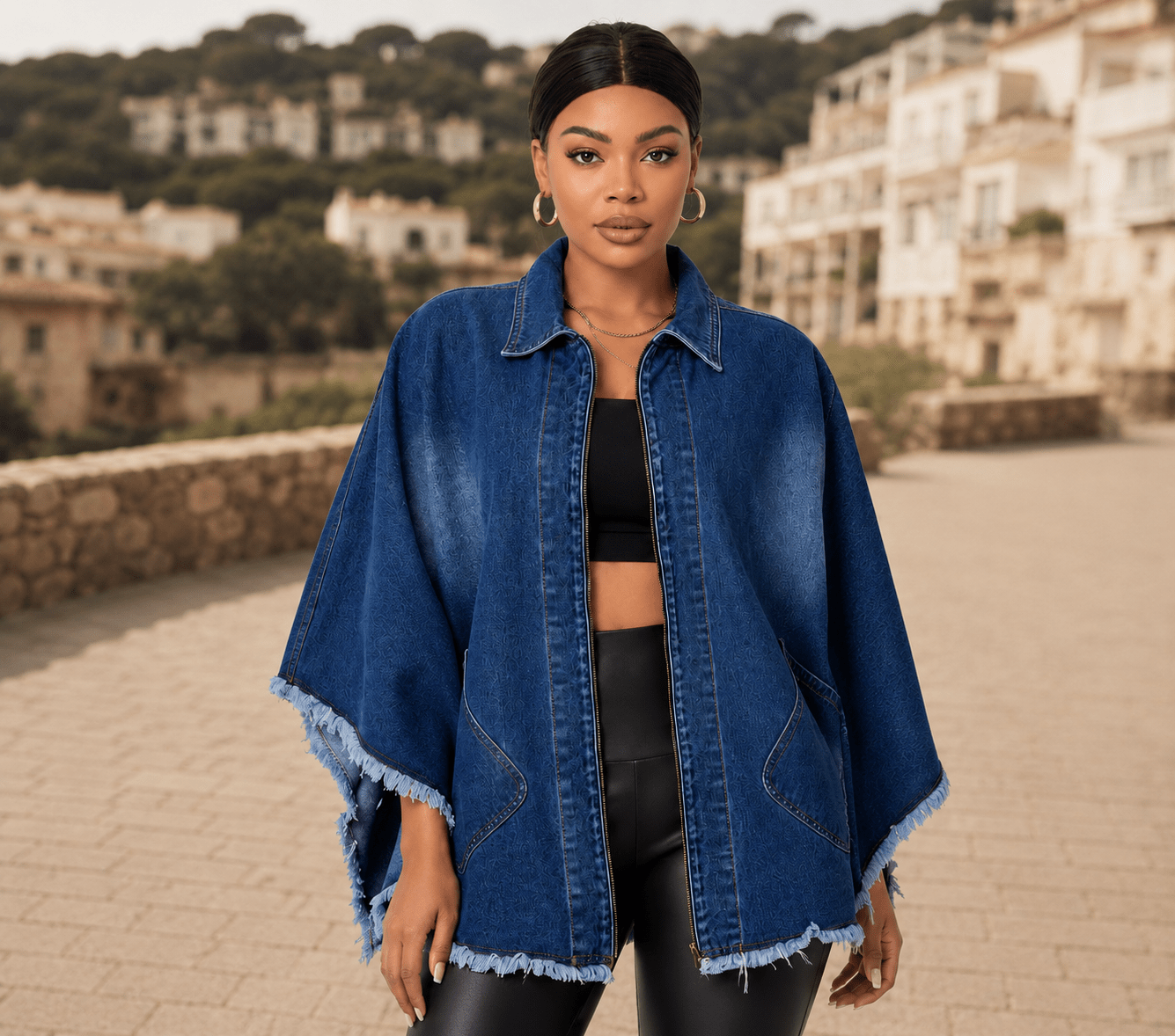 Women's Oversized Batwing Denim Jacket - Edin London