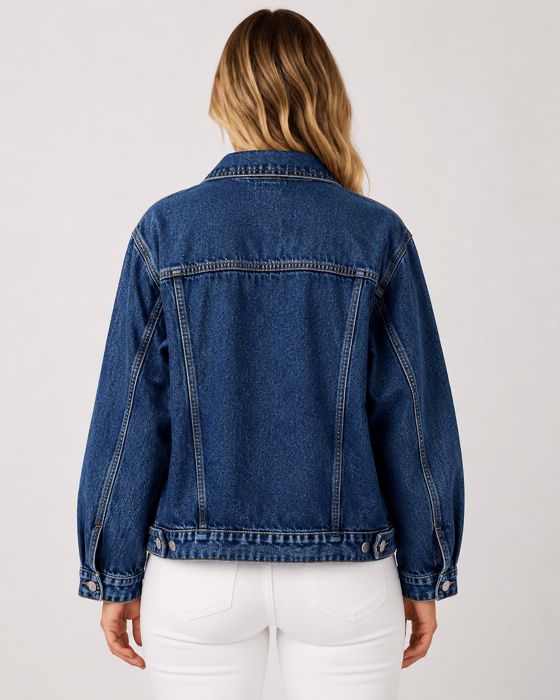 Women's Oversized Denim Shacket Jacket Button Front Long Sleeve Casual Washed Denim Overshirt with Pockets - Edin London
