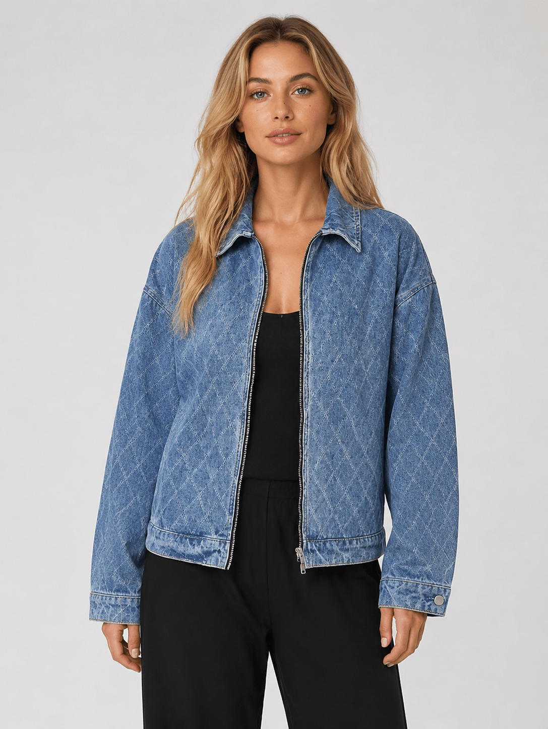 Women's Oversized Leopard Print Denim Jacket Casual Button Up Long Sleeve Shacket Coat - Edin London