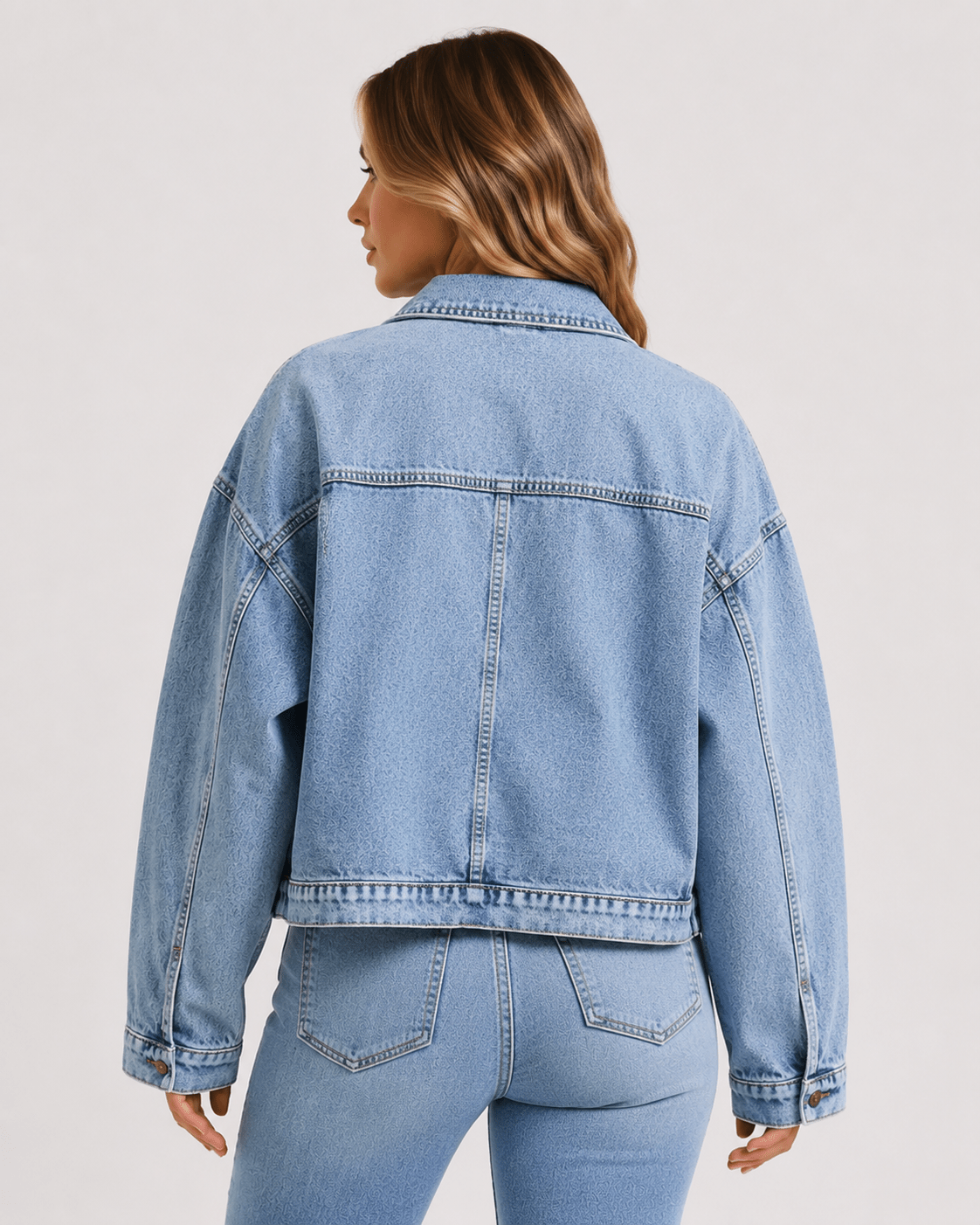 Women's Oversized Light Wash Denim Jacket Casual ButtonUp Long Sleeve Jean Jacket with Dual Flap Pockets - Edin London