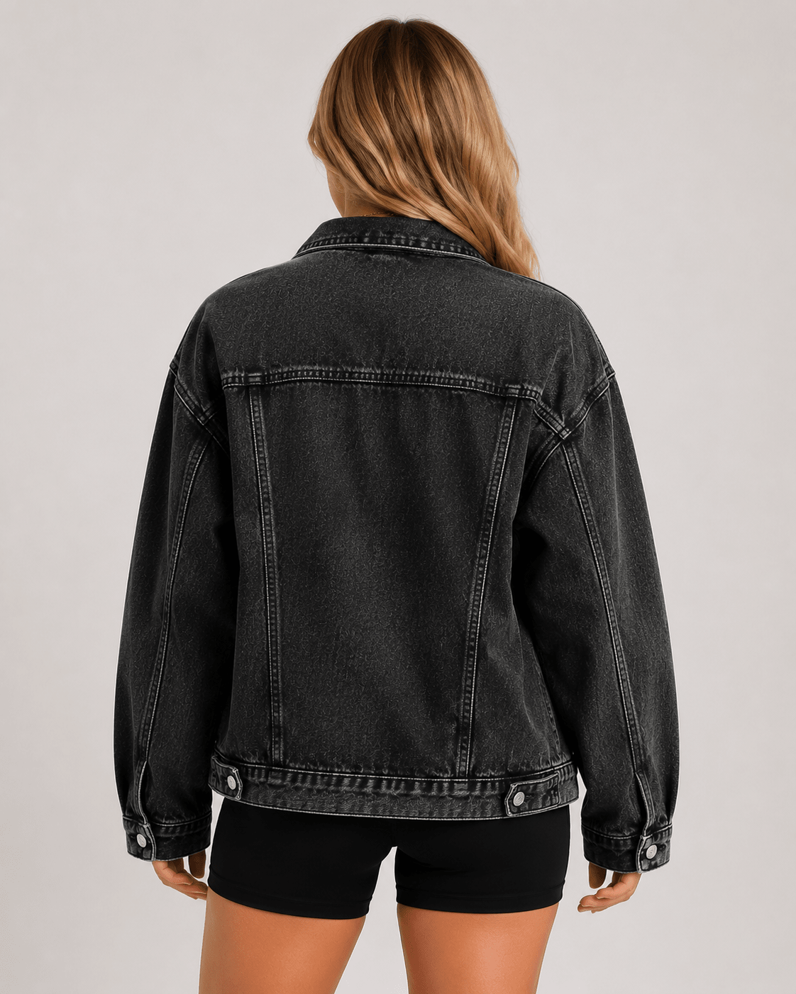 Women's Oversized Loose Fit Denim Jacket Casual Button Up Long Sleeve Denim Coat with Front Pockets - Edin London