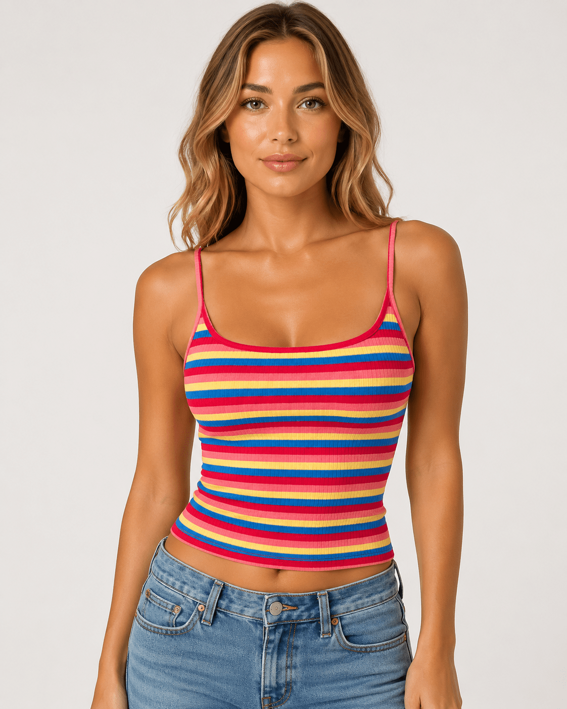 Women's Polka Dot Fitted Camisole Tank Top Sleeveless Summer Casual Camisole - Edin London