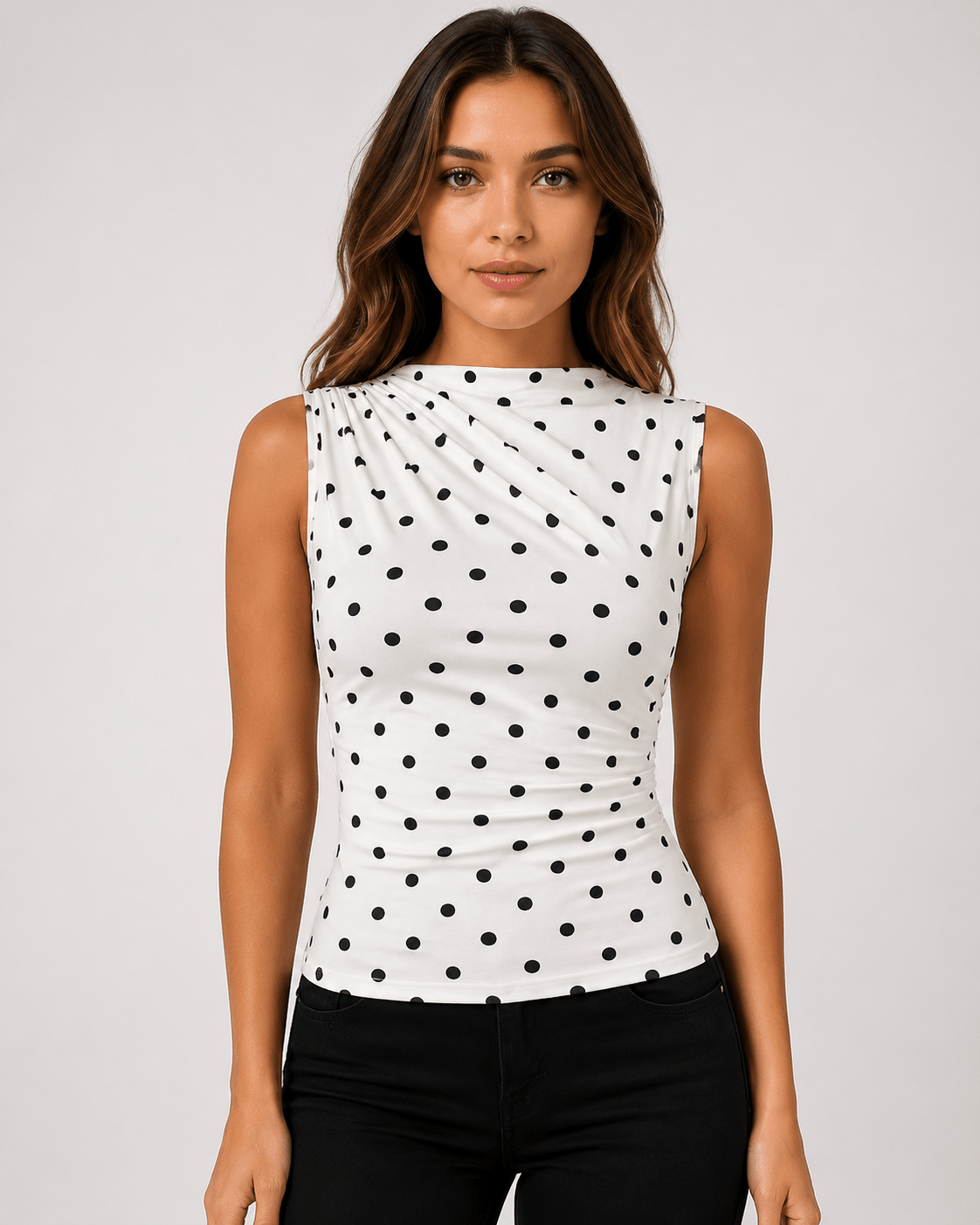 Women's Ruched Sleeveless Tank Top Casual Slim Fit Summer - Edin London