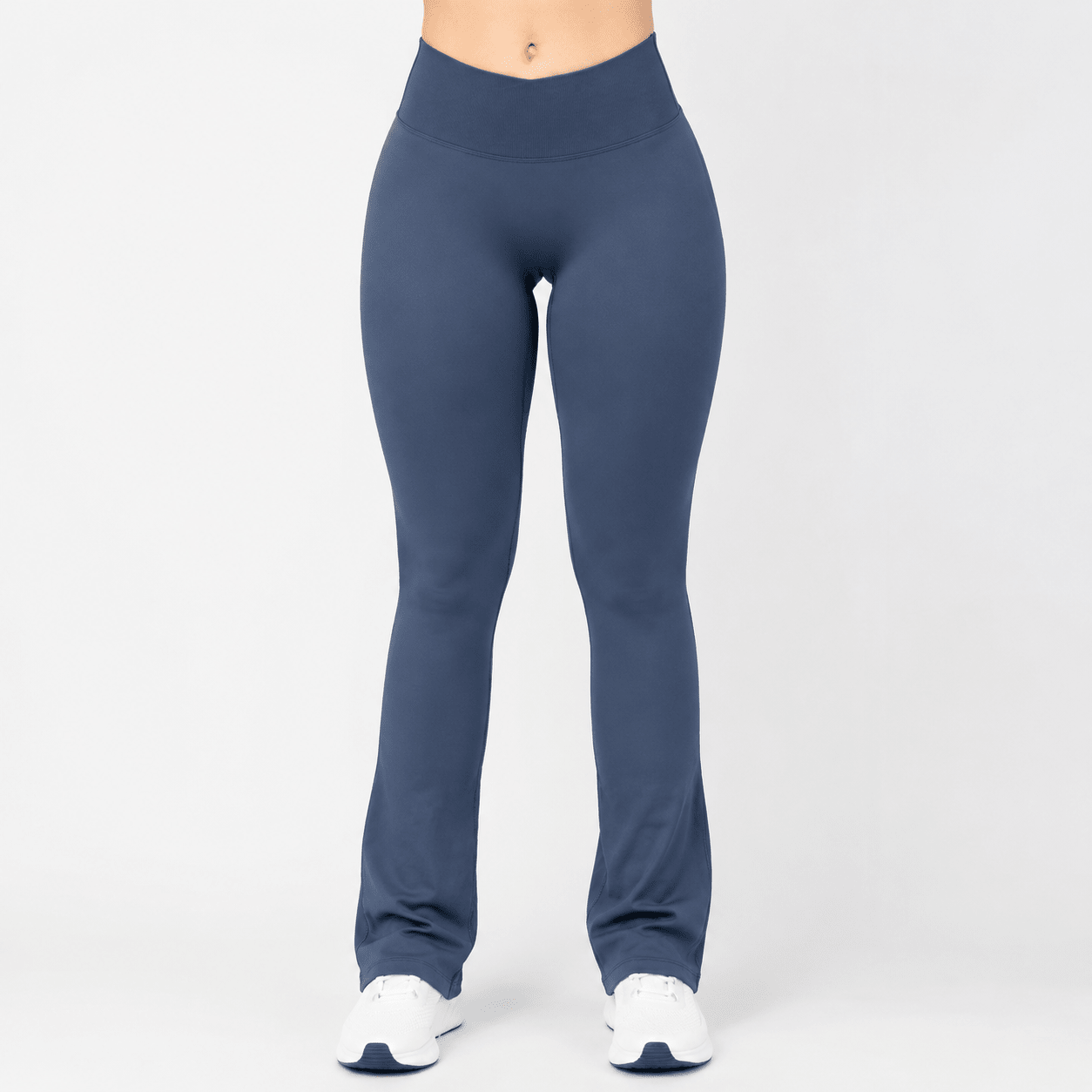 Women's Seamless Cross Waist Flared Yoga Pants – High Waist Ribbed Bootcut Fitness Leggings with Quick-Dry Stretch Fabric - Edin London