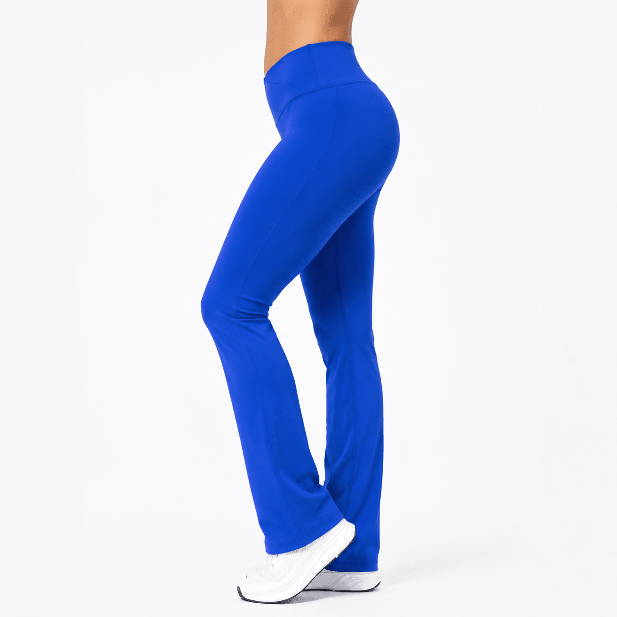 Women's Seamless Cross Waist Flared Yoga Pants – High Waist Ribbed Bootcut Fitness Leggings with Quick-Dry Stretch Fabric - Edin London