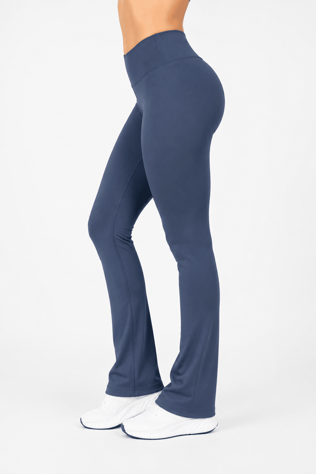 Women's Seamless Cross Waist Flared Yoga Pants – High Waist Ribbed Bootcut Fitness Leggings with Quick-Dry Stretch Fabric - Edin London