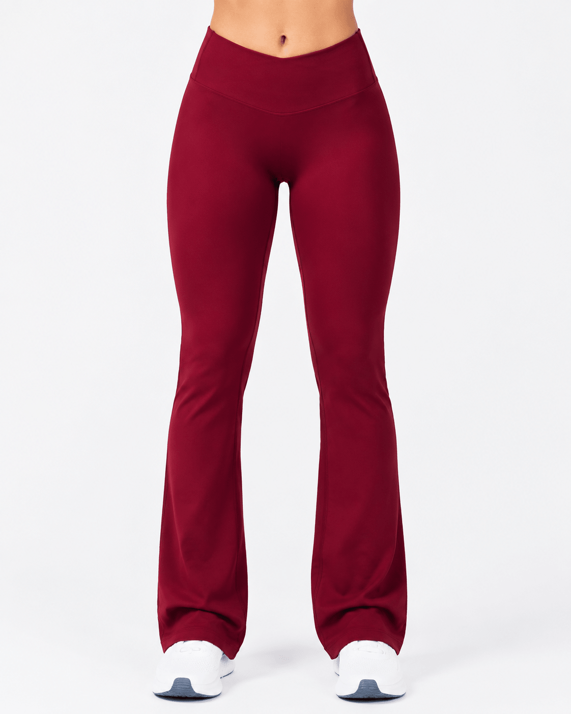 Women's Seamless Cross Waist Flared Yoga Pants – High Waist Ribbed Bootcut Fitness Leggings with Quick-Dry Stretch Fabric - Edin London