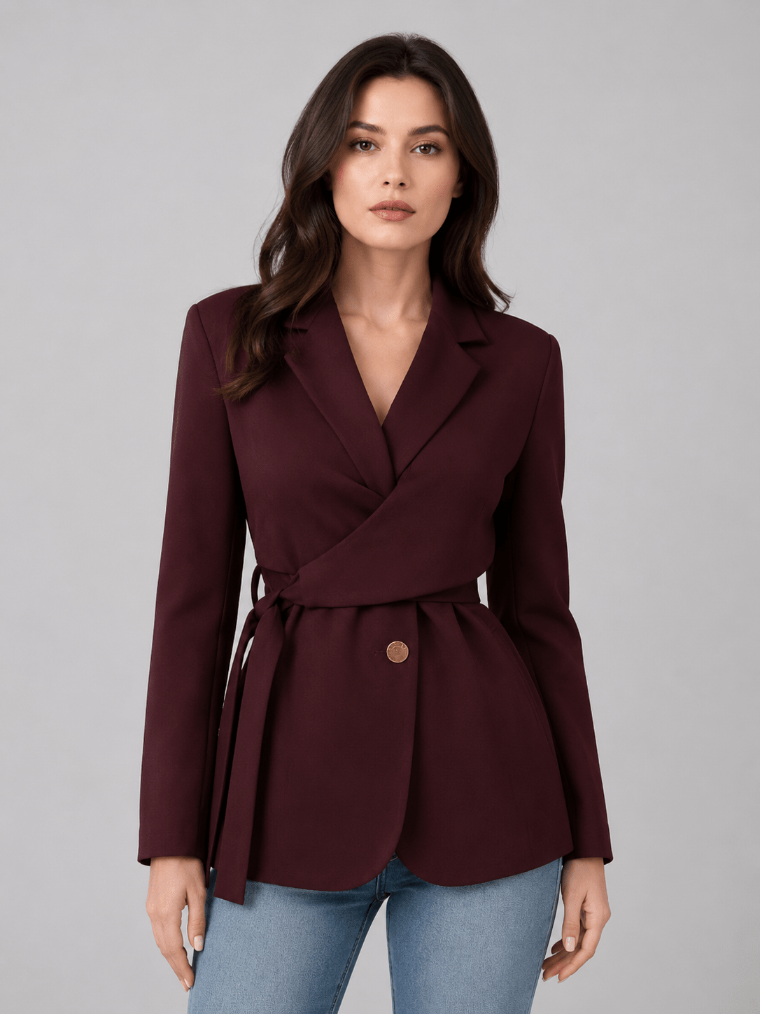 Women's Side Knot Blazer Elegant Lapel Long Sleeve Office & Smart Casual Jacket - Edin London