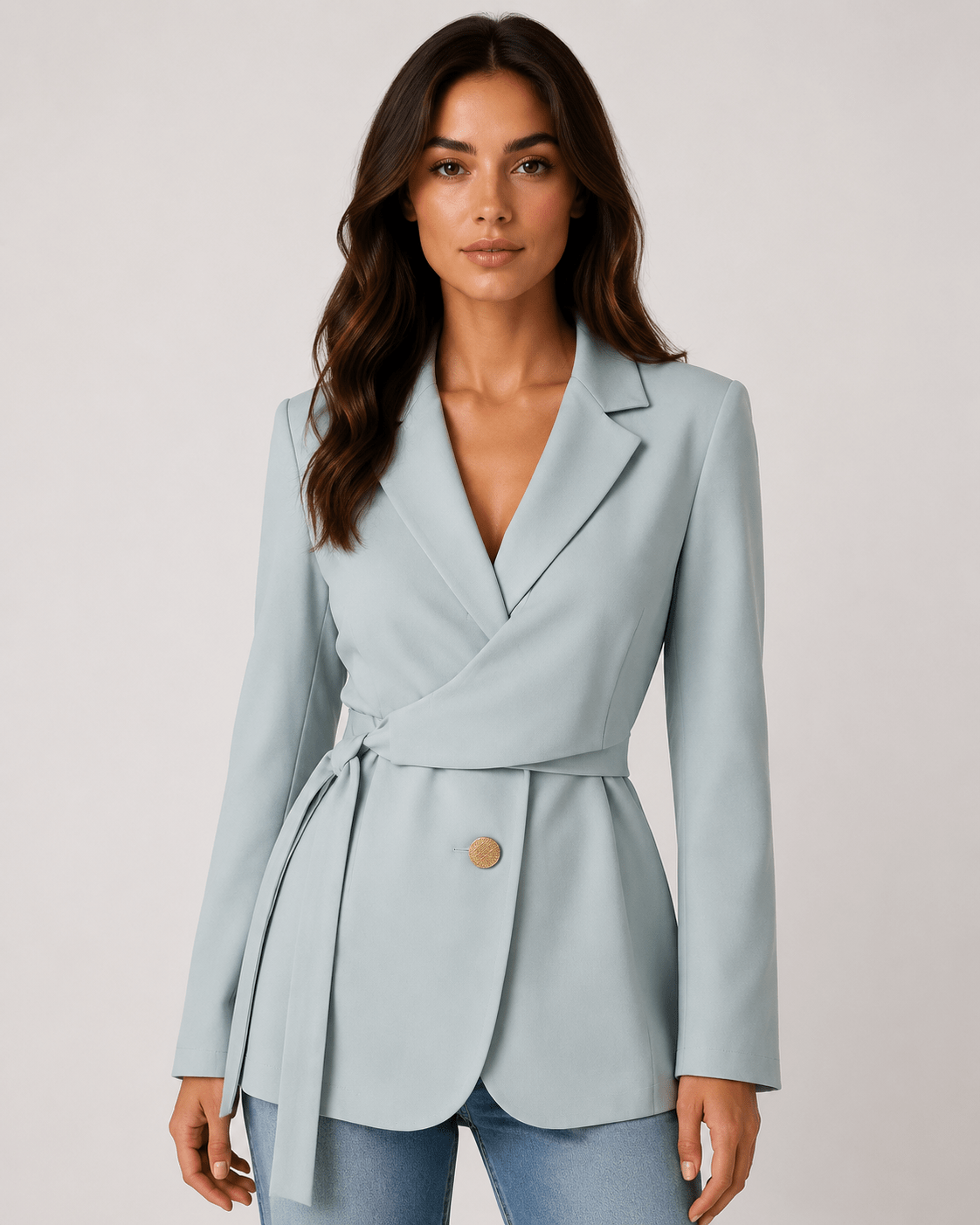 Women's Side Knot Blazer Elegant Lapel Long Sleeve Office & Smart Casual Jacket - Edin London