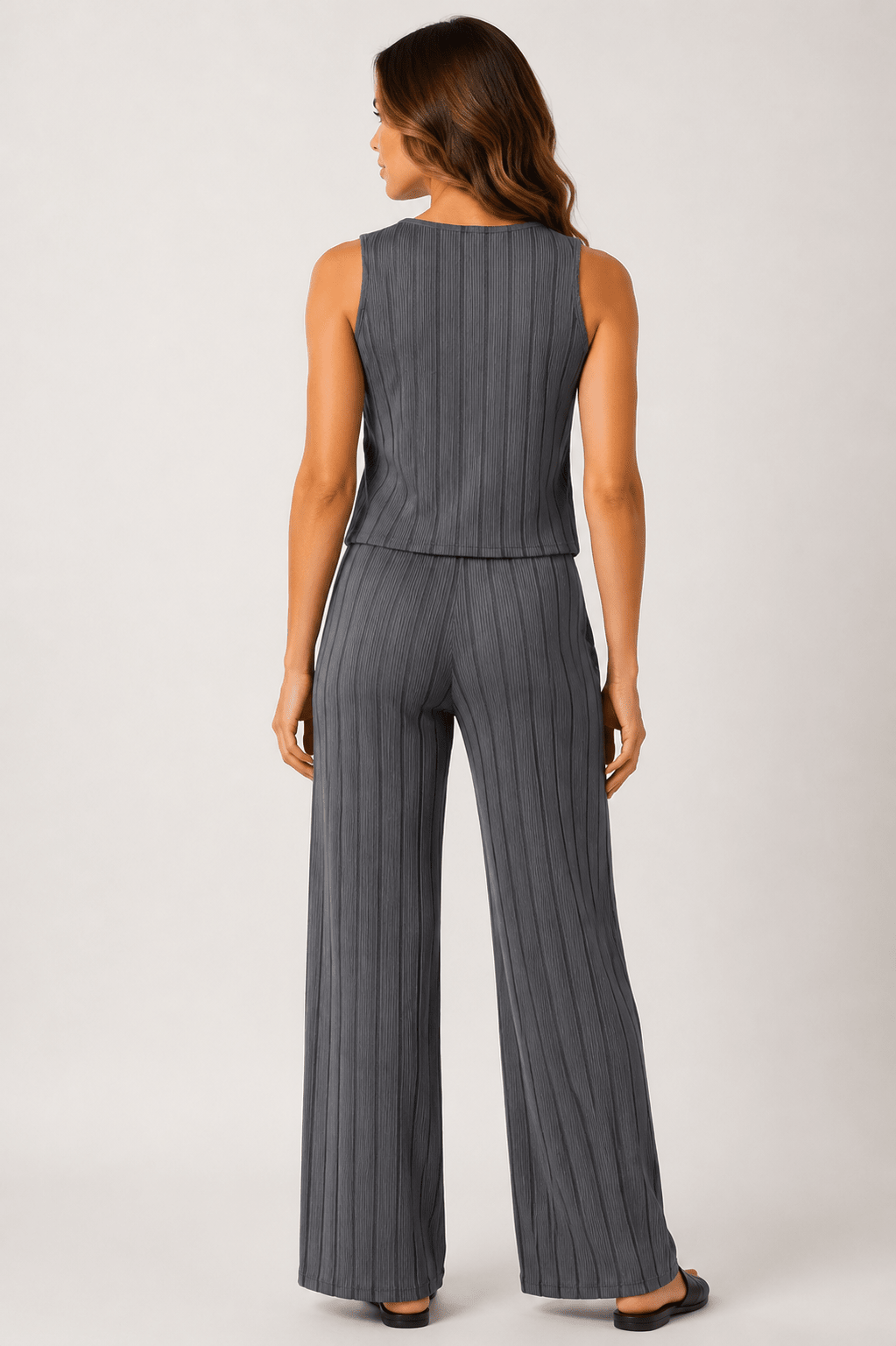 Women's Striped Camisole & Wide Leg Trouser Co-Ord Set - Edin London
