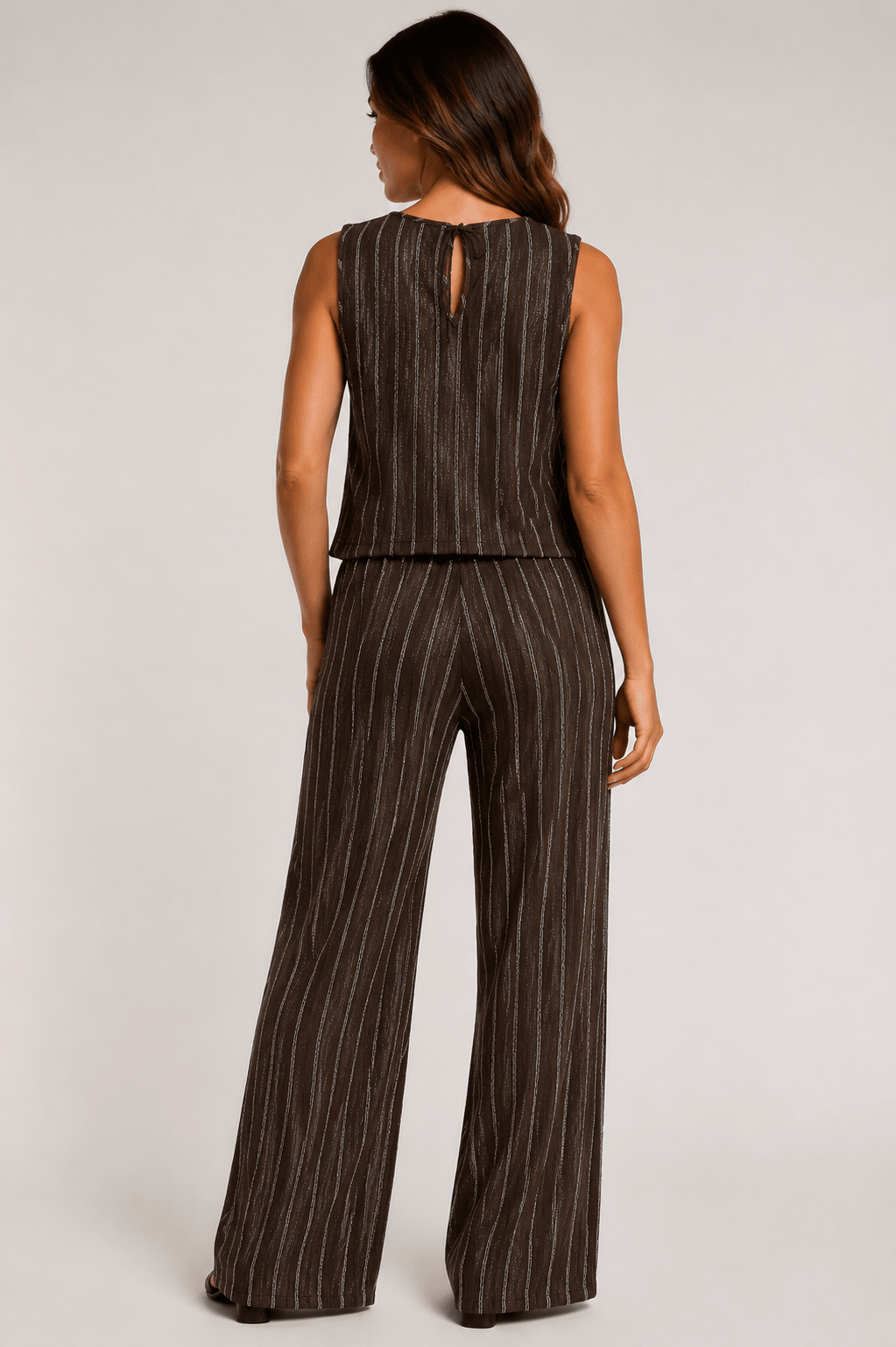 Women's Striped Camisole & Wide Leg Trouser Co-Ord Set - Edin London