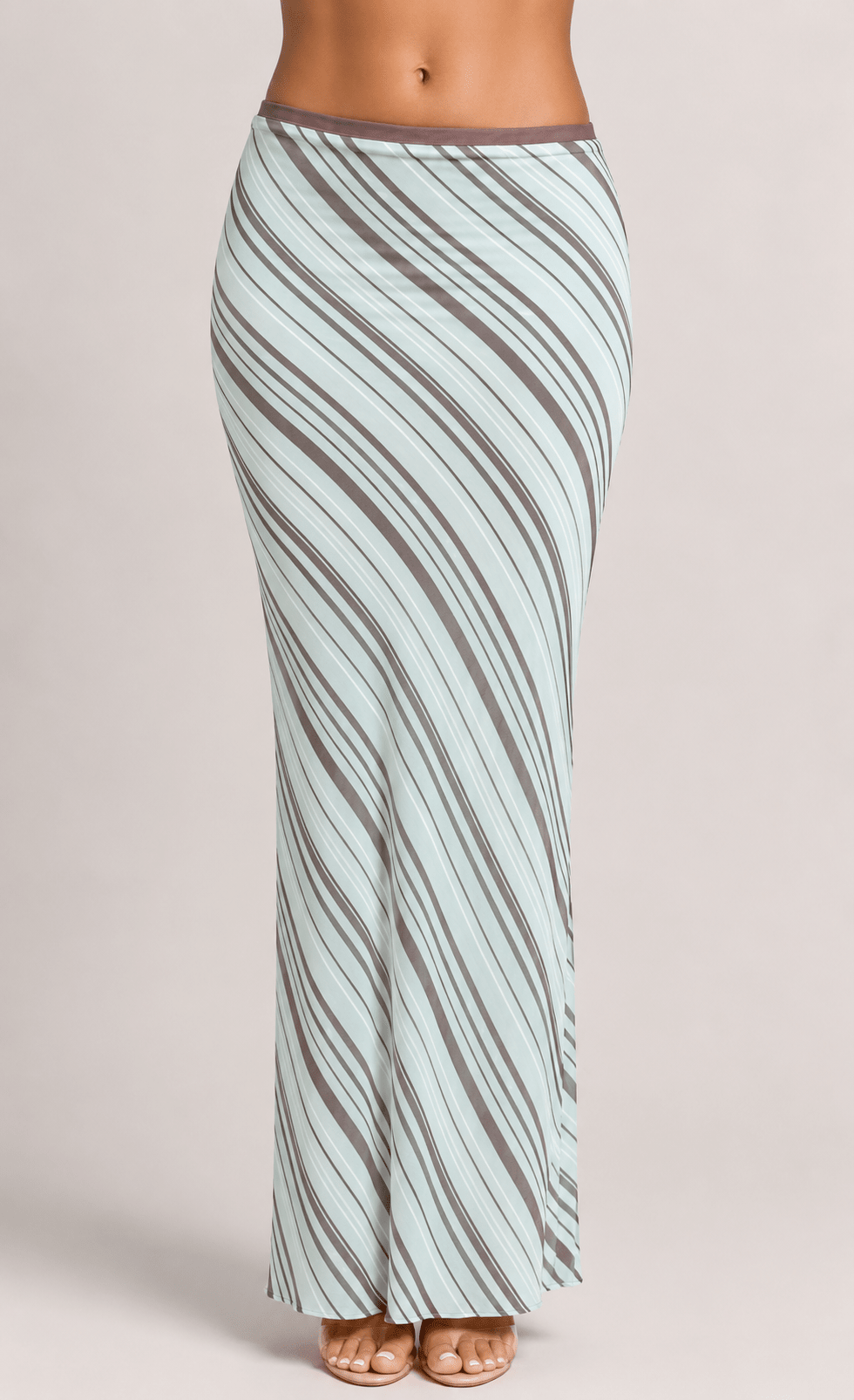 Women's Striped Mesh Fishtail Skirt Bodycon Holiday Maxi Skirt for Casual & Vacation Wear - Edin London