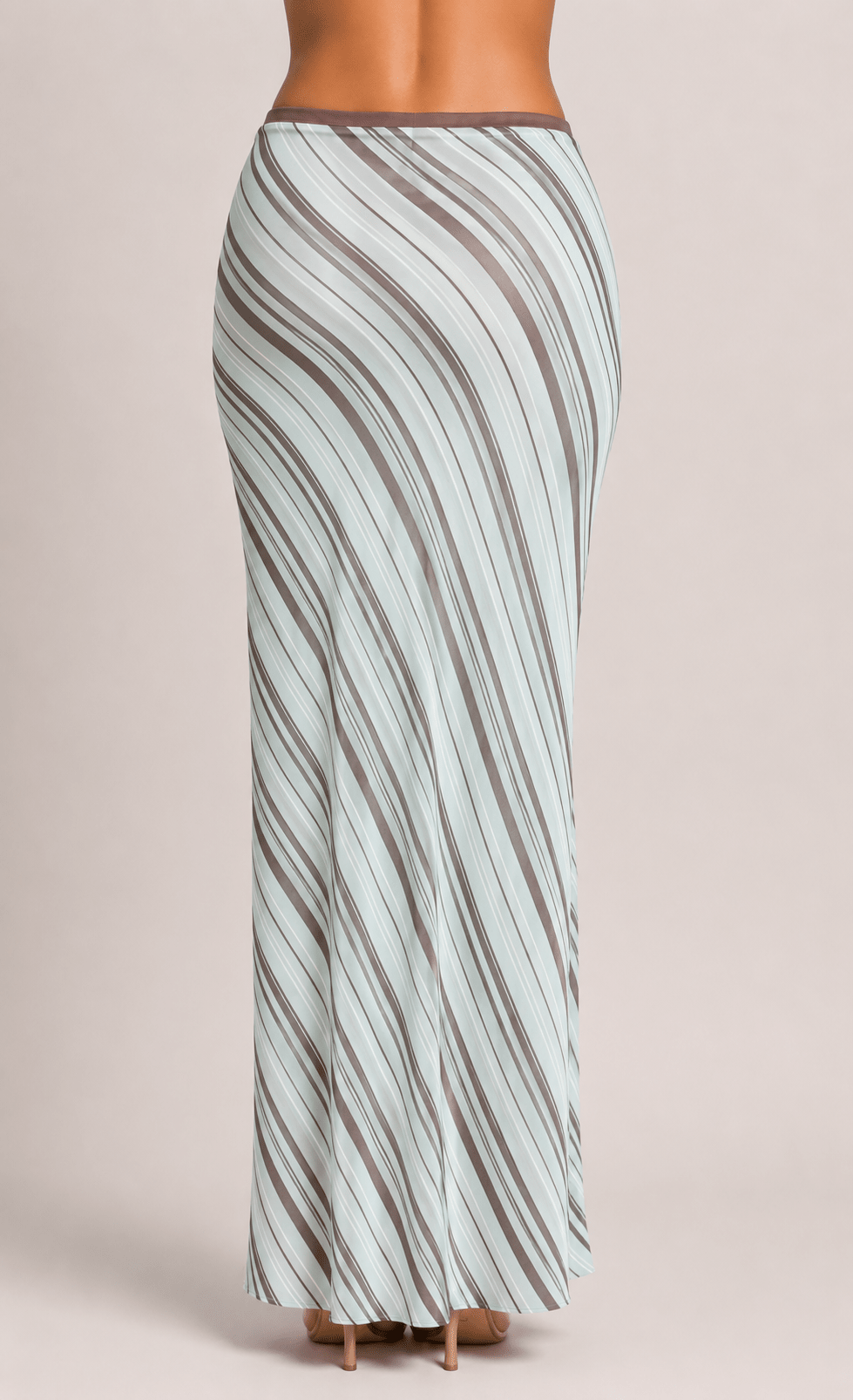 Women's Striped Mesh Fishtail Skirt Bodycon Holiday Maxi Skirt for Casual & Vacation Wear - Edin London