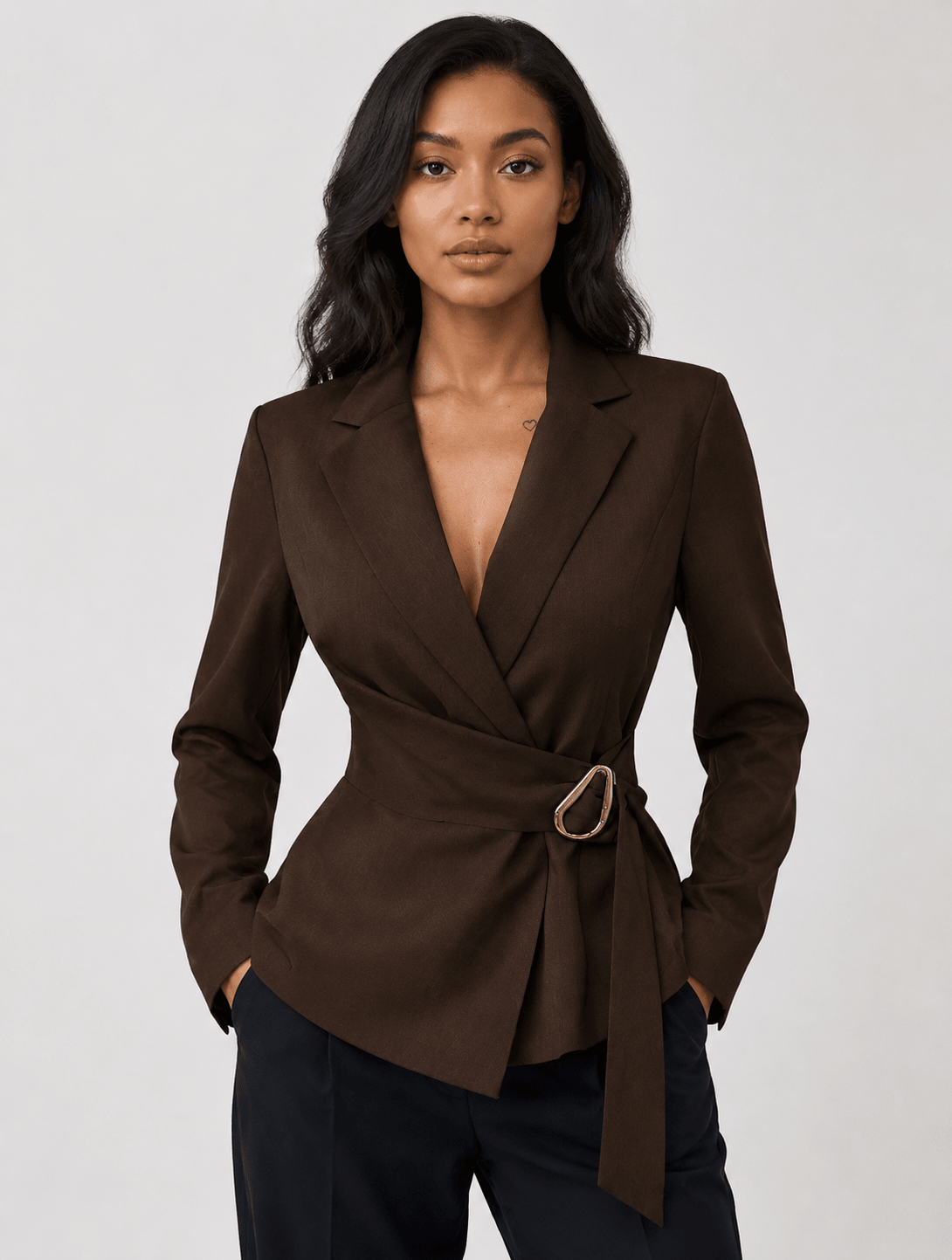 Women's Tailored Waist Blazer Elegant Office Business Casual Linen Blend Jacket - Edin London