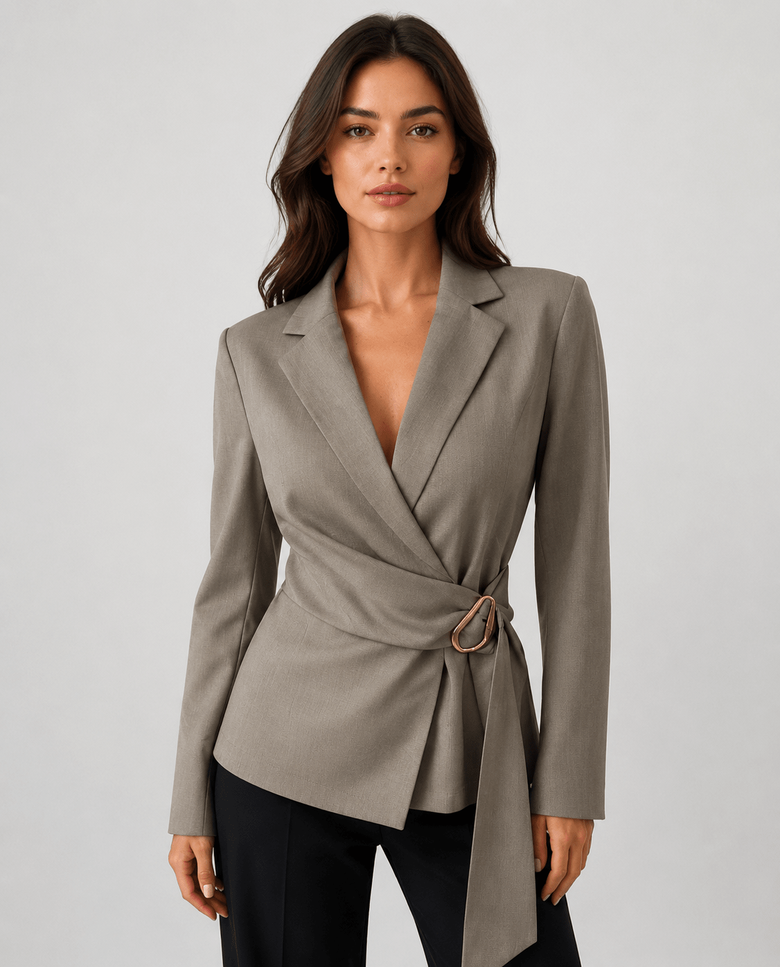 Women's Tailored Waist Blazer Elegant Office Business Casual Linen Blend Jacket - Edin London