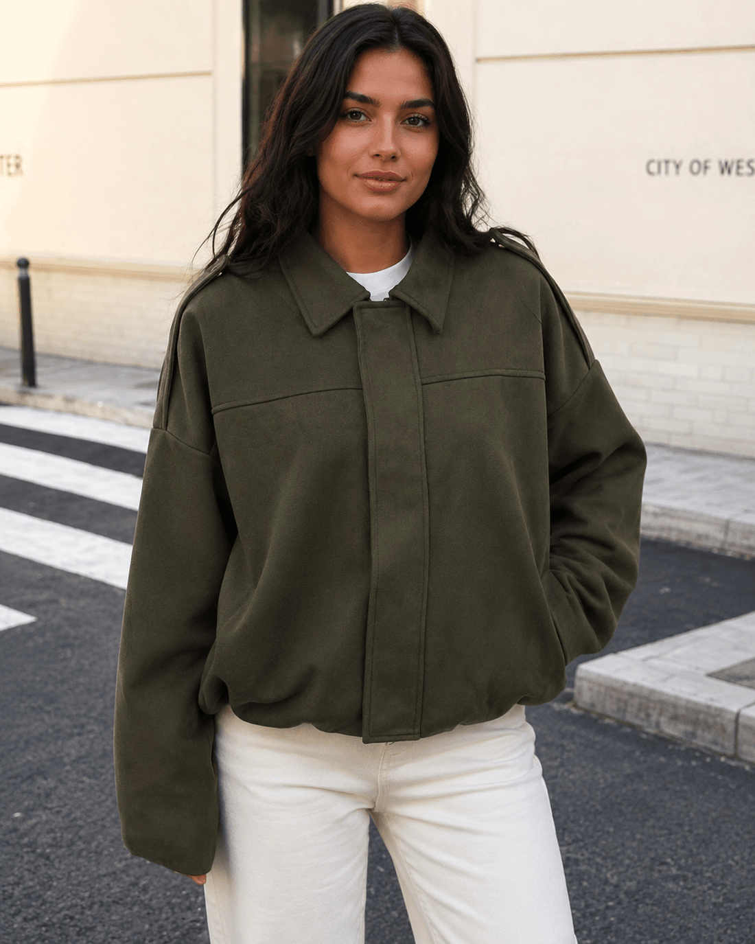 Women's Vintage Suede Texture Jacket Casual Button Up Long Sleeve Lightweight Coat - Edin London