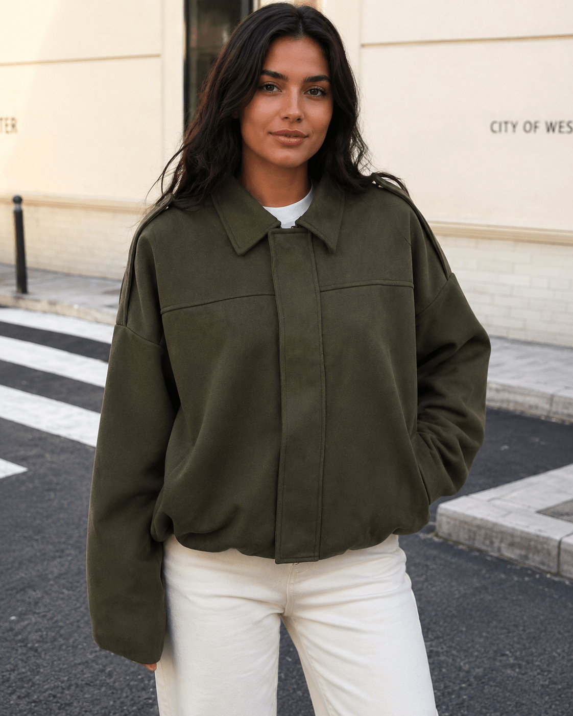 Women's Vintage Suede Texture Jacket Casual Button Up Long Sleeve Lightweight Coat - Edin London