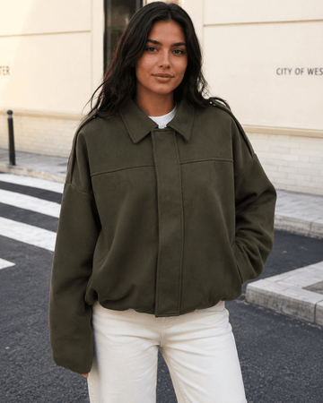 Women's Vintage Suede Texture Jacket Casual Button Up Long Sleeve Lightweight Coat - Edin London