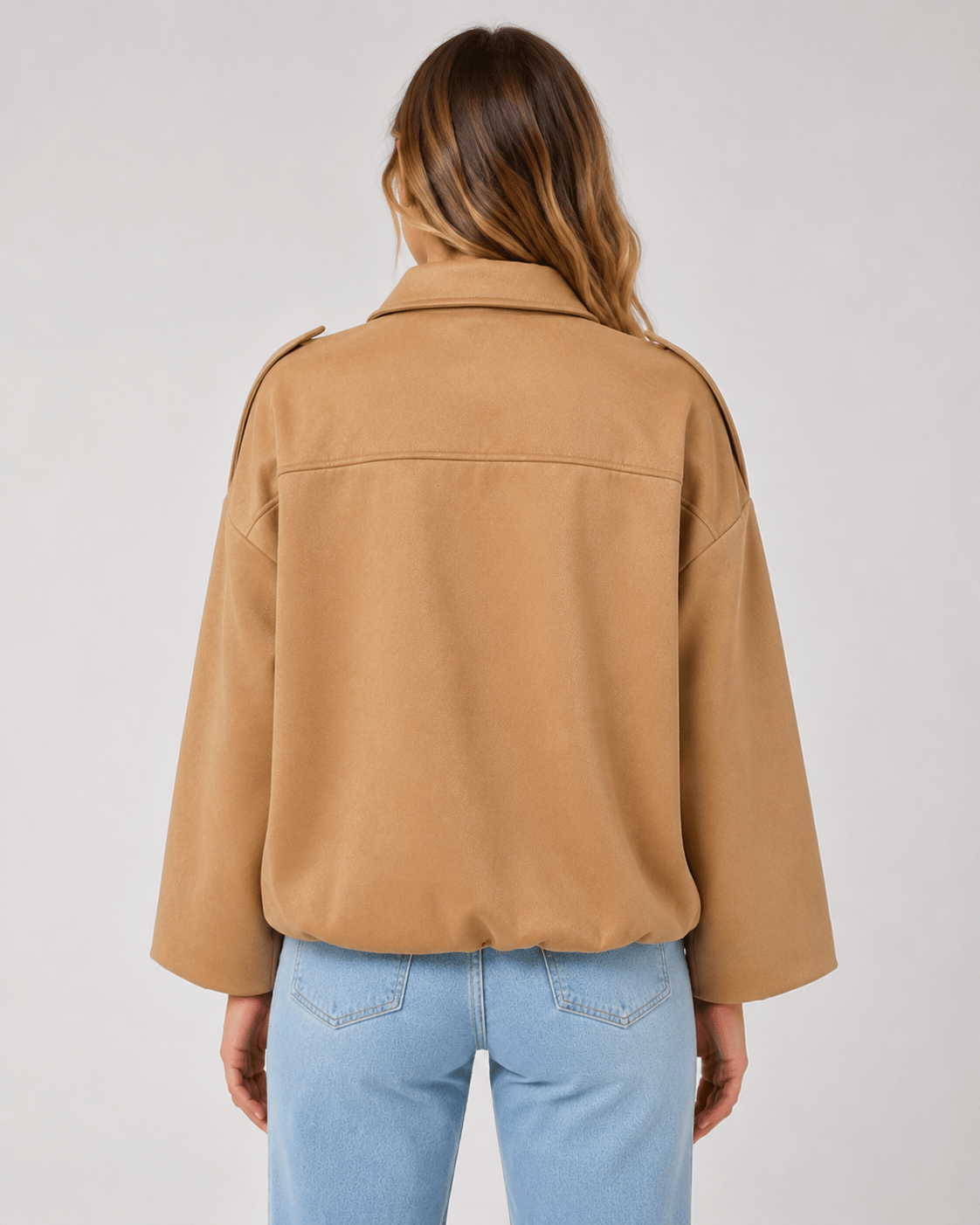 Women's Vintage Suede Texture Jacket Casual Button Up Long Sleeve Lightweight Coat - Edin London