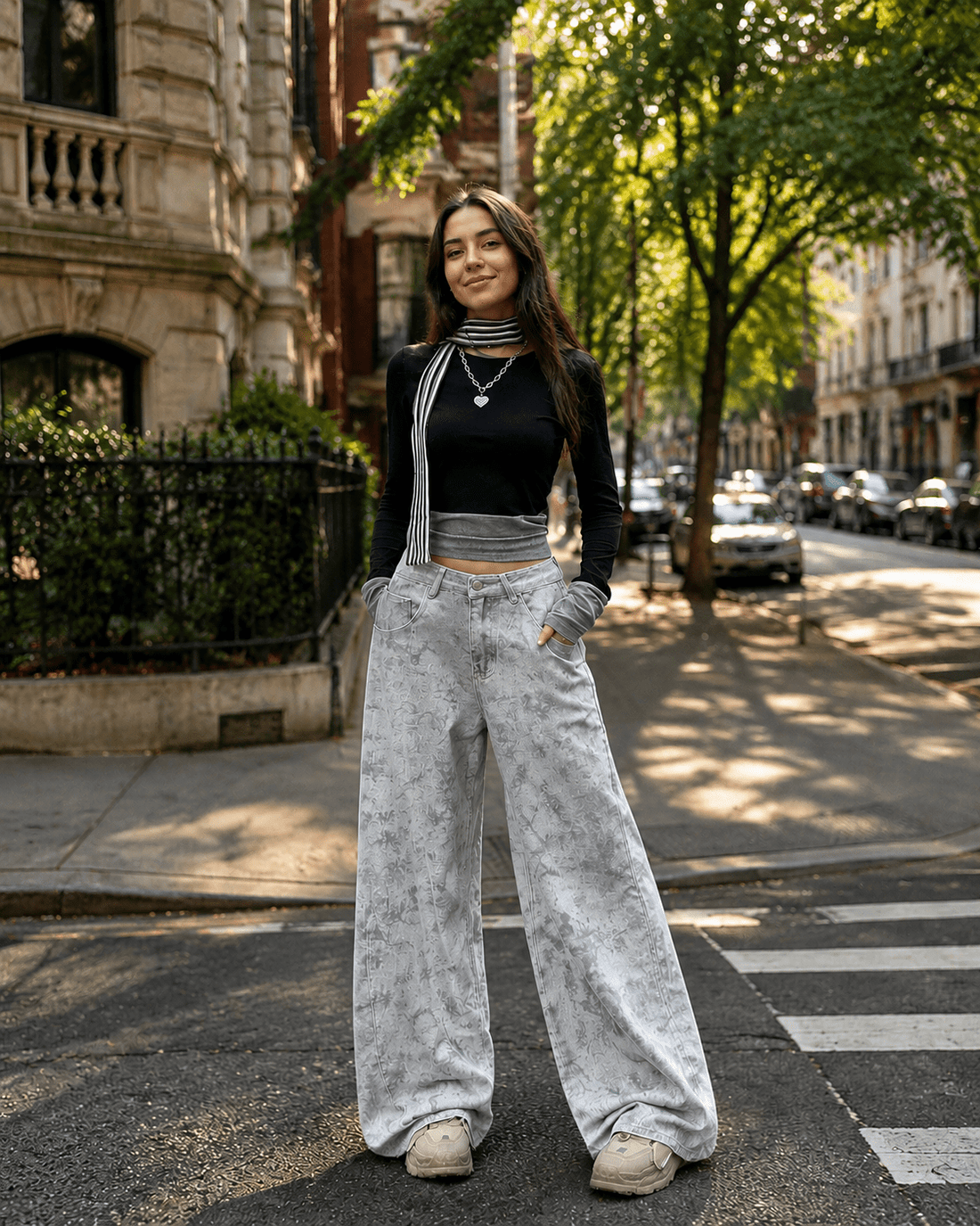 Women's Vintage Wide-Leg Denim Jeans – Mid-Waist Relaxed Straight Leg Casual Trousers - Edin London