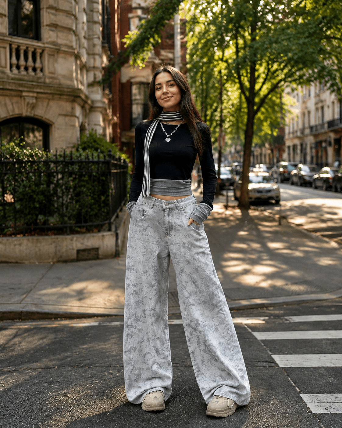 Women's Vintage Wide-Leg Denim Jeans – Mid-Waist Relaxed Straight Leg Casual Trousers - Edin London