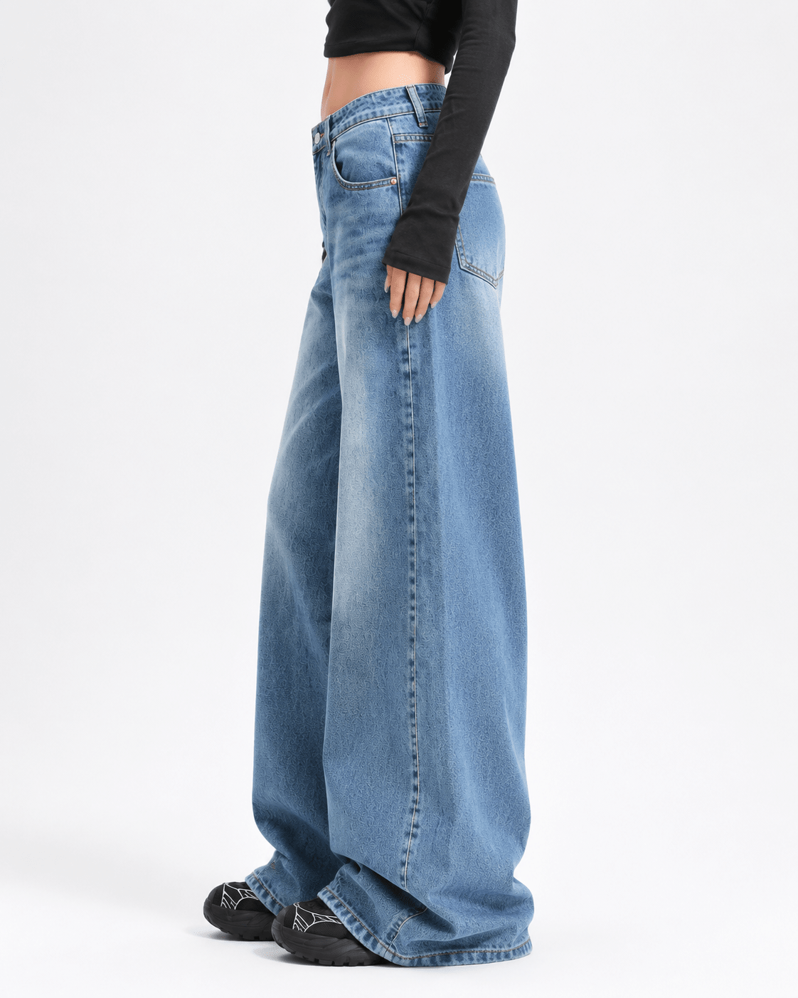 Women's Vintage Wide-Leg Denim Jeans – Mid-Waist Relaxed Straight Leg Casual Trousers - Edin London