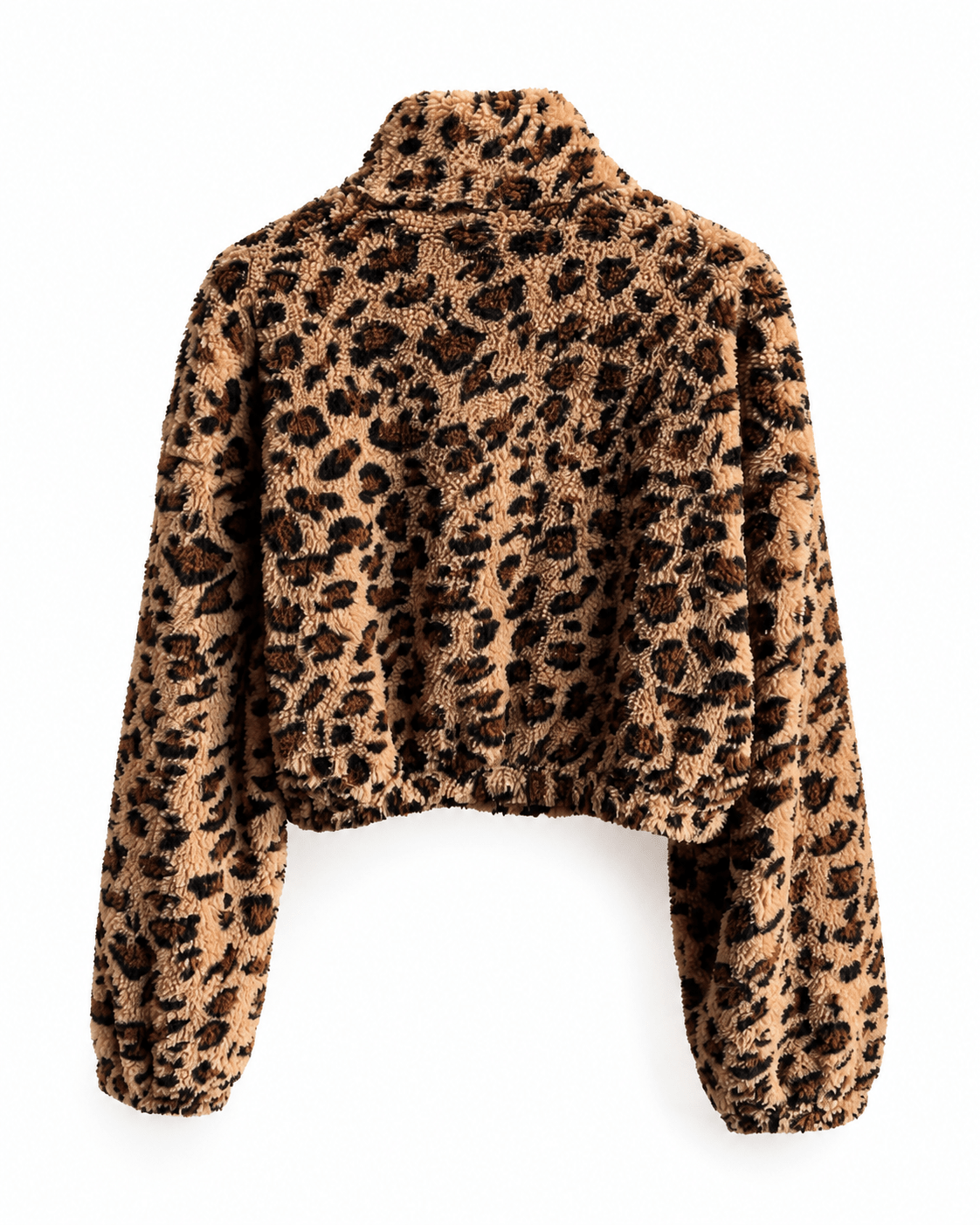 Women’s Warm Leopard Floral Sherpa Fleece Half Zip Drop Shoulder Pullover For Outings & Travel - Edin London